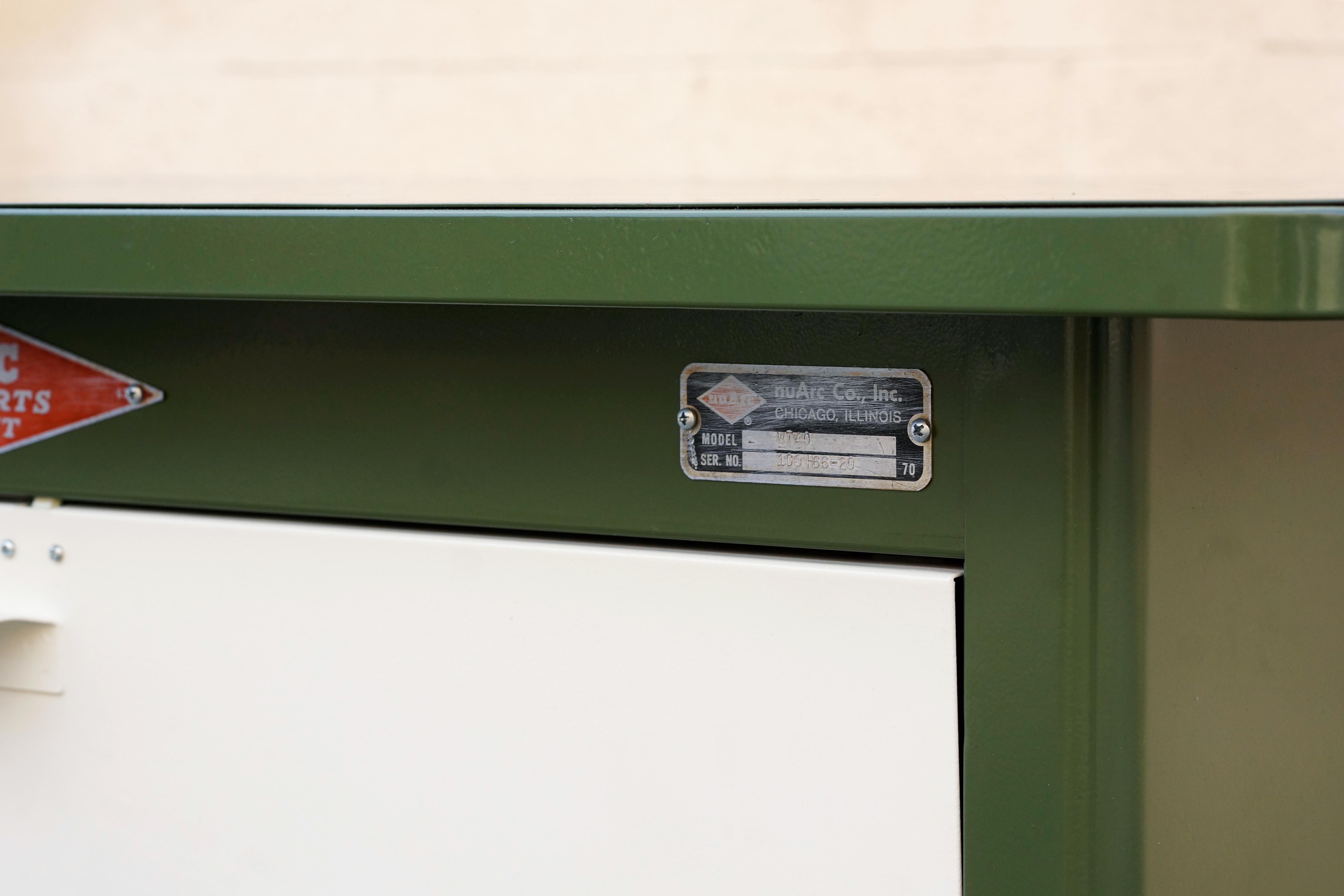 Powder-Coated 1960s Tool Cabinet by Nuarc Graphic Arts Equipment, Refinished in Army Green
