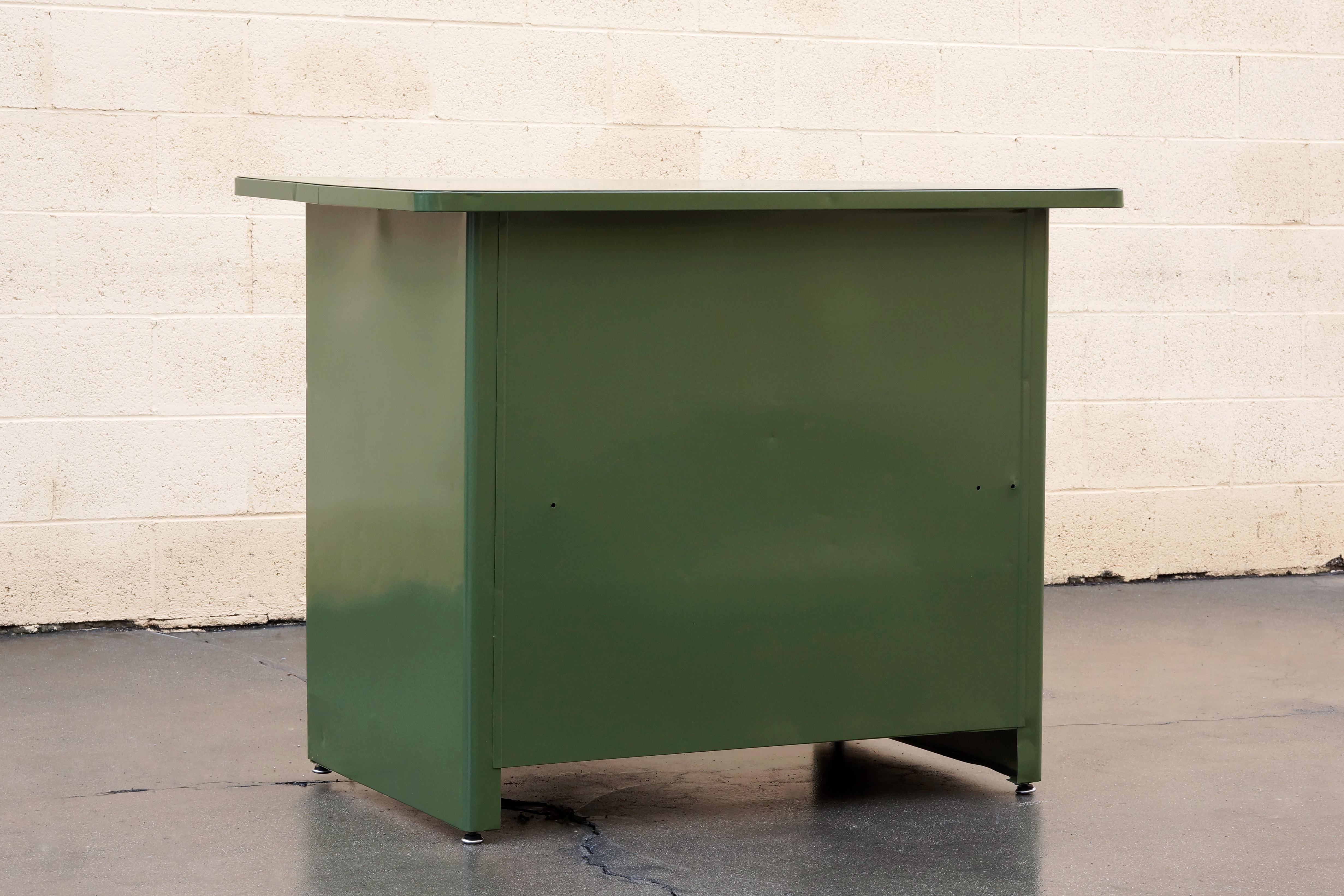 1960s Tool Cabinet by Nuarc Graphic Arts Equipment, Refinished in Army Green In Good Condition In Alhambra, CA