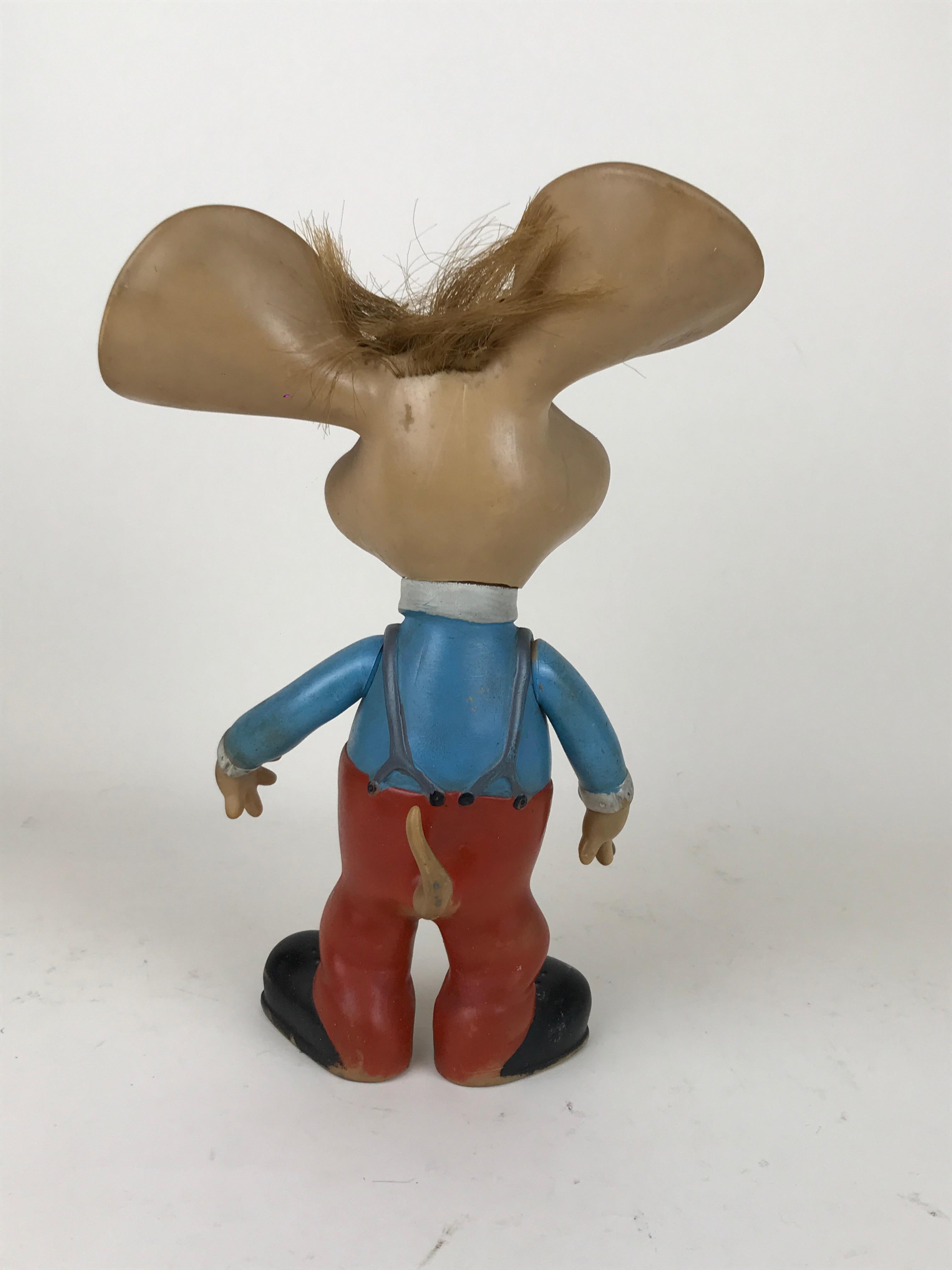 Mid-Century Modern 1960s Topo Gigio Mouse Rubber Squeak Toy Made in Italy For Sale