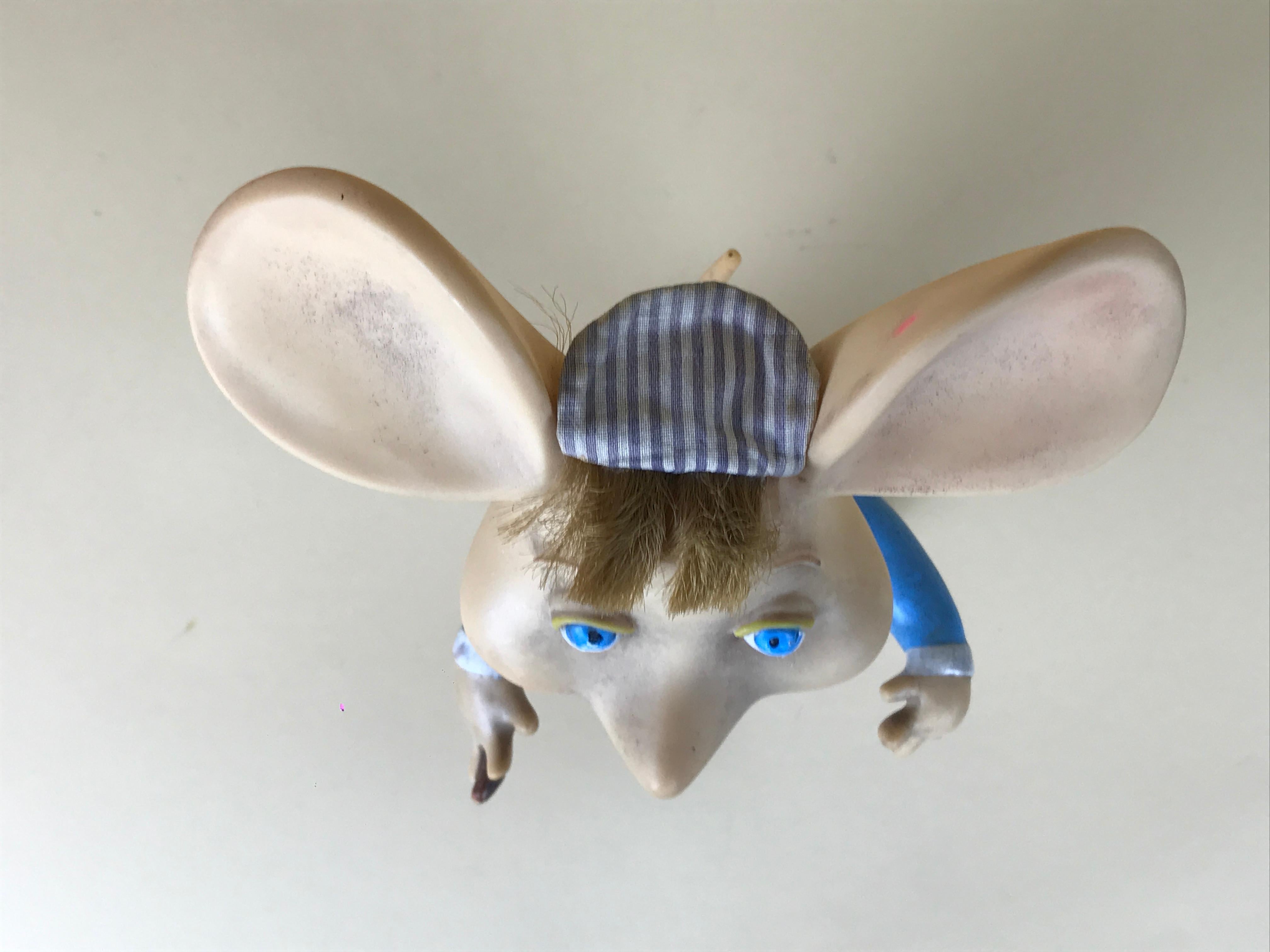 1960s Topo Gigio Mouse Rubber Squeak Toy Made in Italy with Original Hat 1
