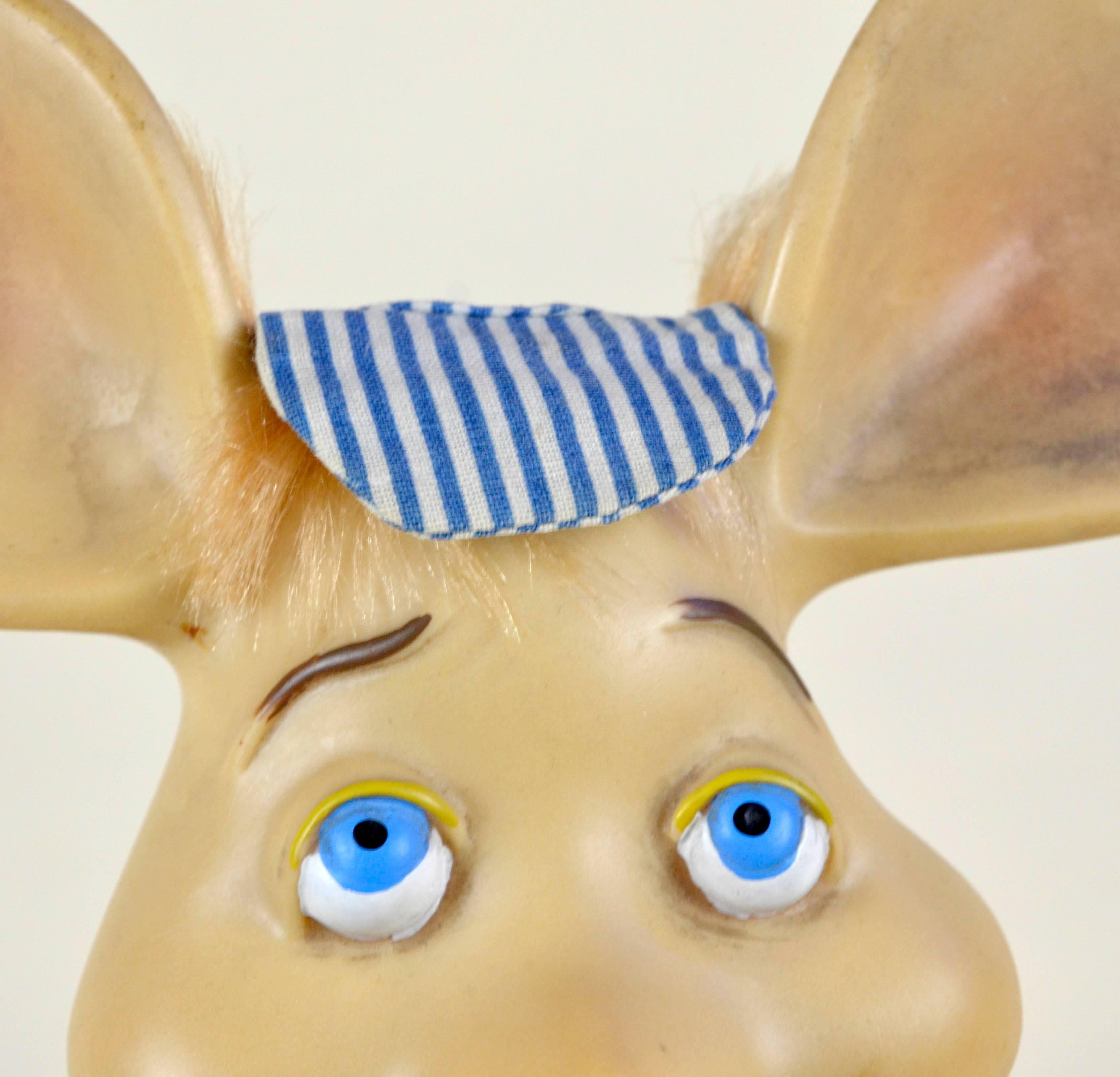 Mid-Century Modern 1960s Topo Gigio Mouse Rubber Toy Made in Italy