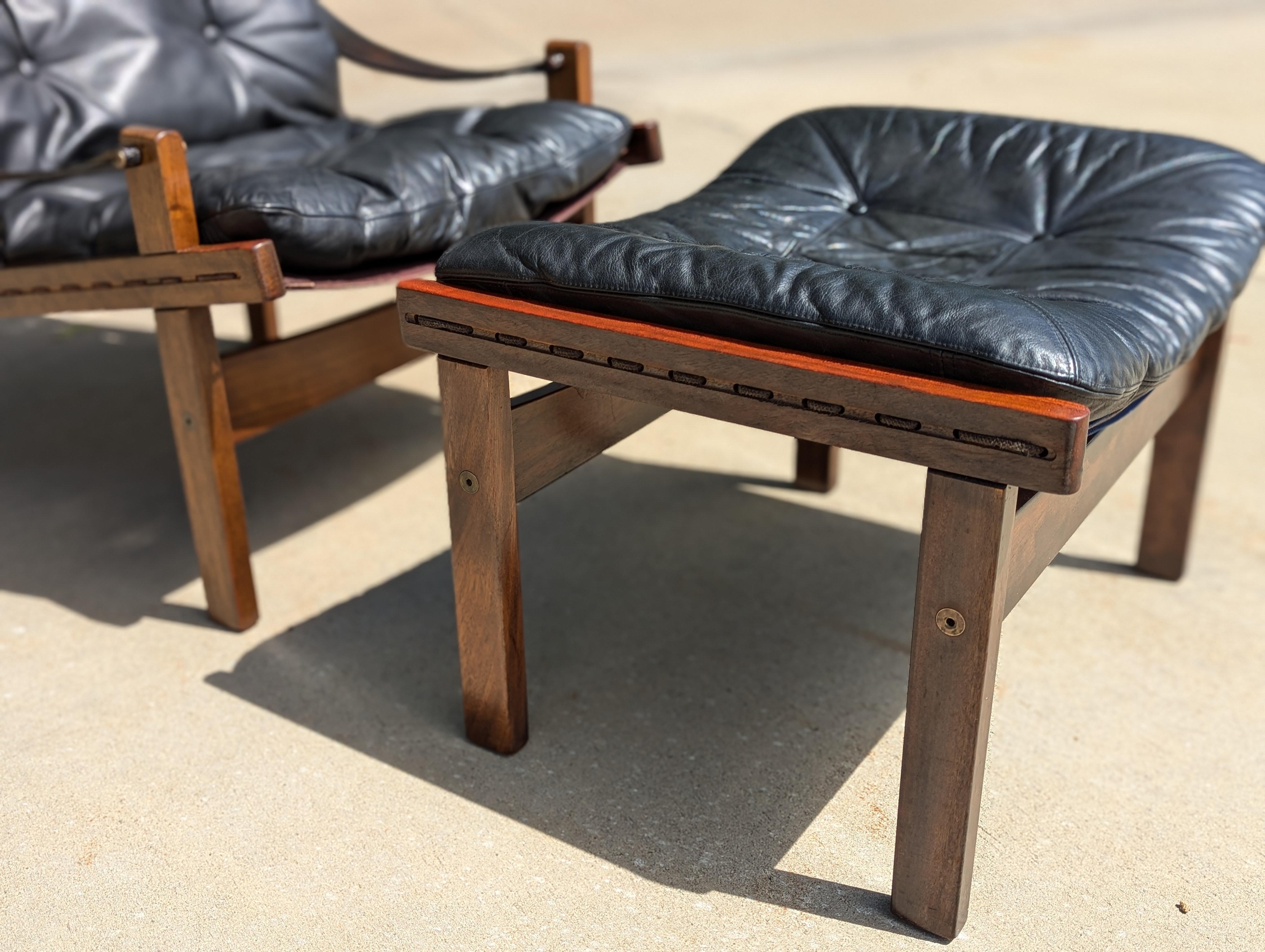 1960s Torbjørn Afdal Hunter Chair and matching Footstool, Norway 3