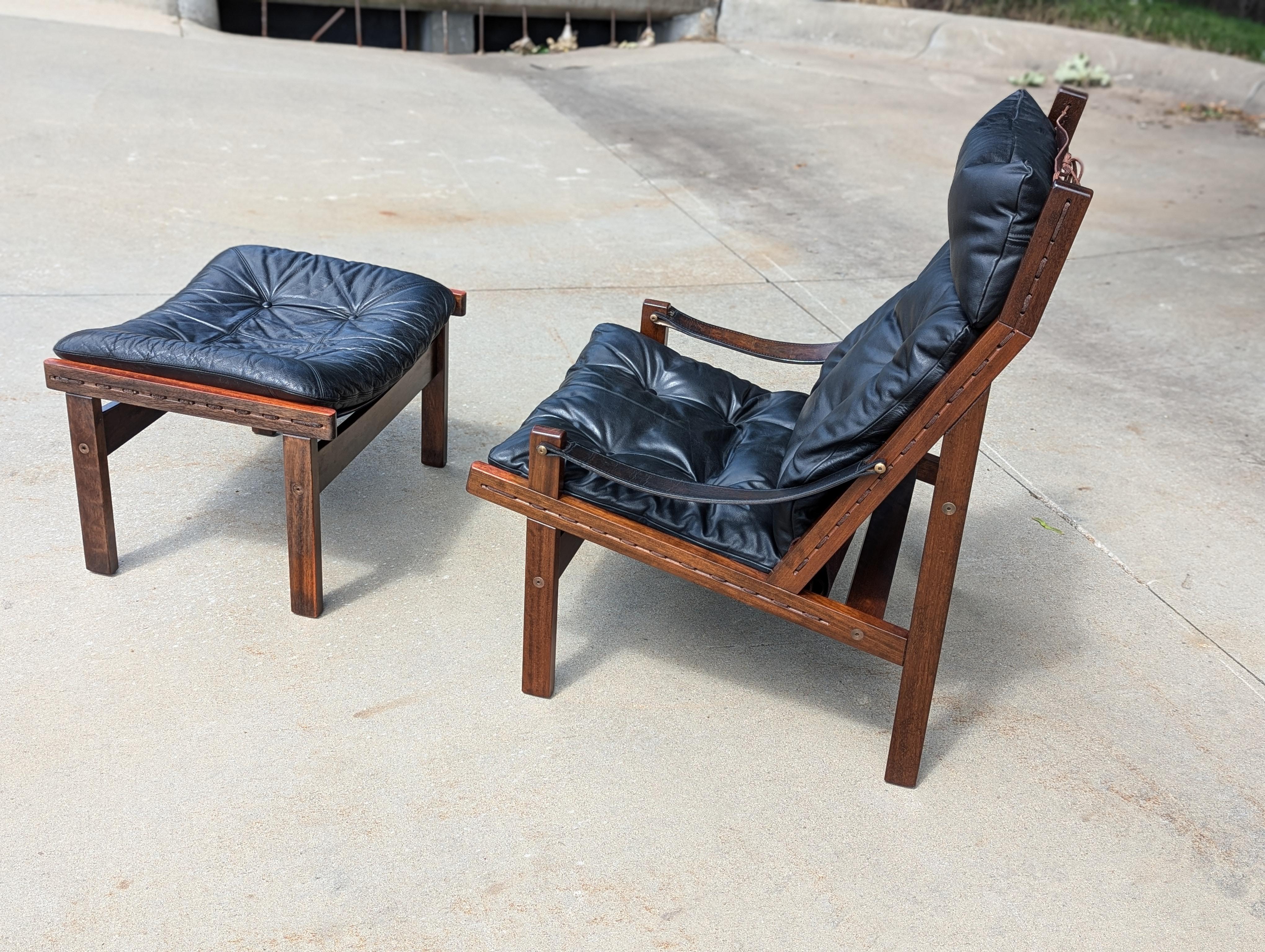 Norwegian 1960s Torbjørn Afdal Hunter Chair and matching Footstool, Norway