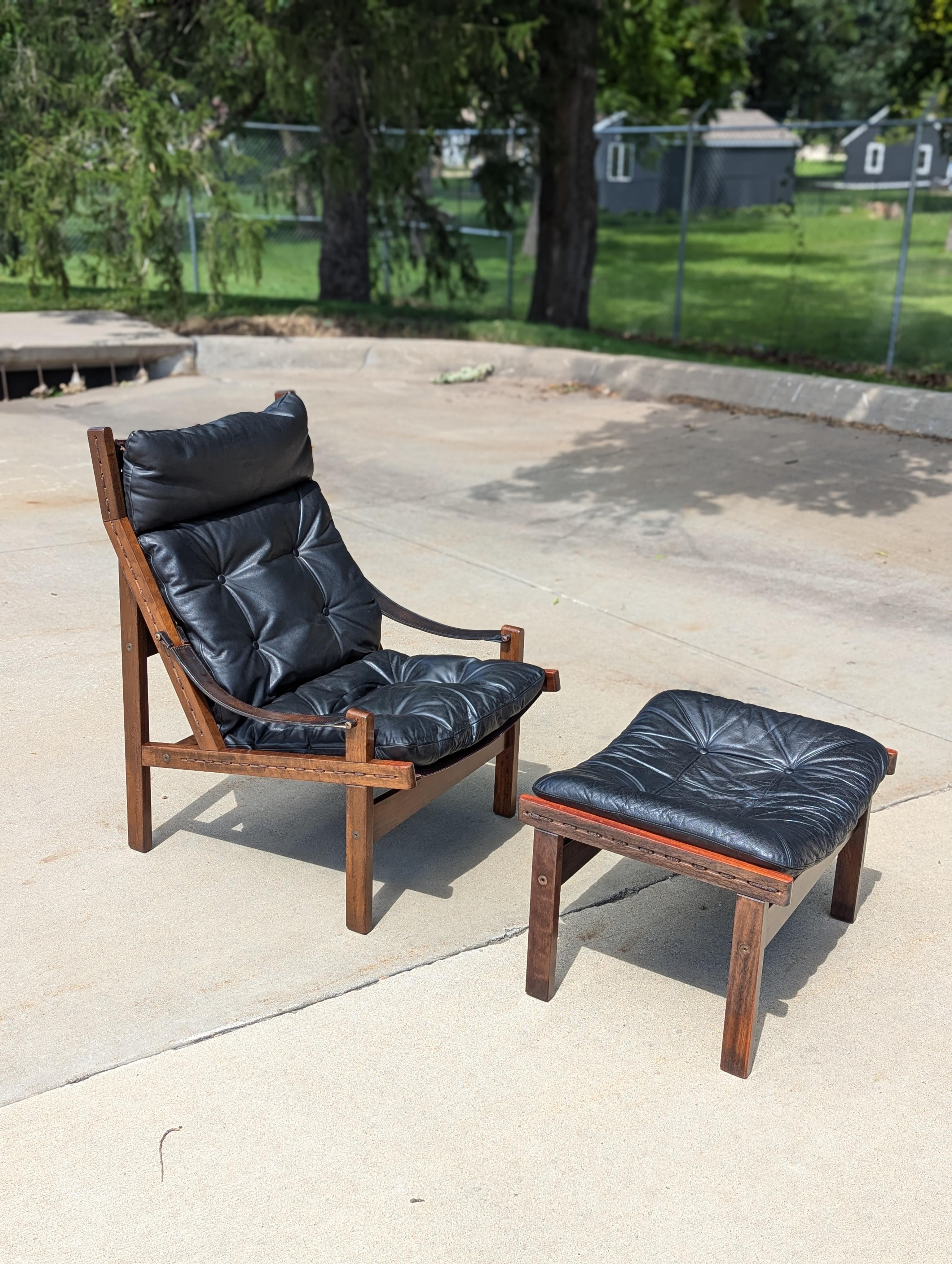 Mid-20th Century 1960s Torbjørn Afdal Hunter Chair and matching Footstool, Norway
