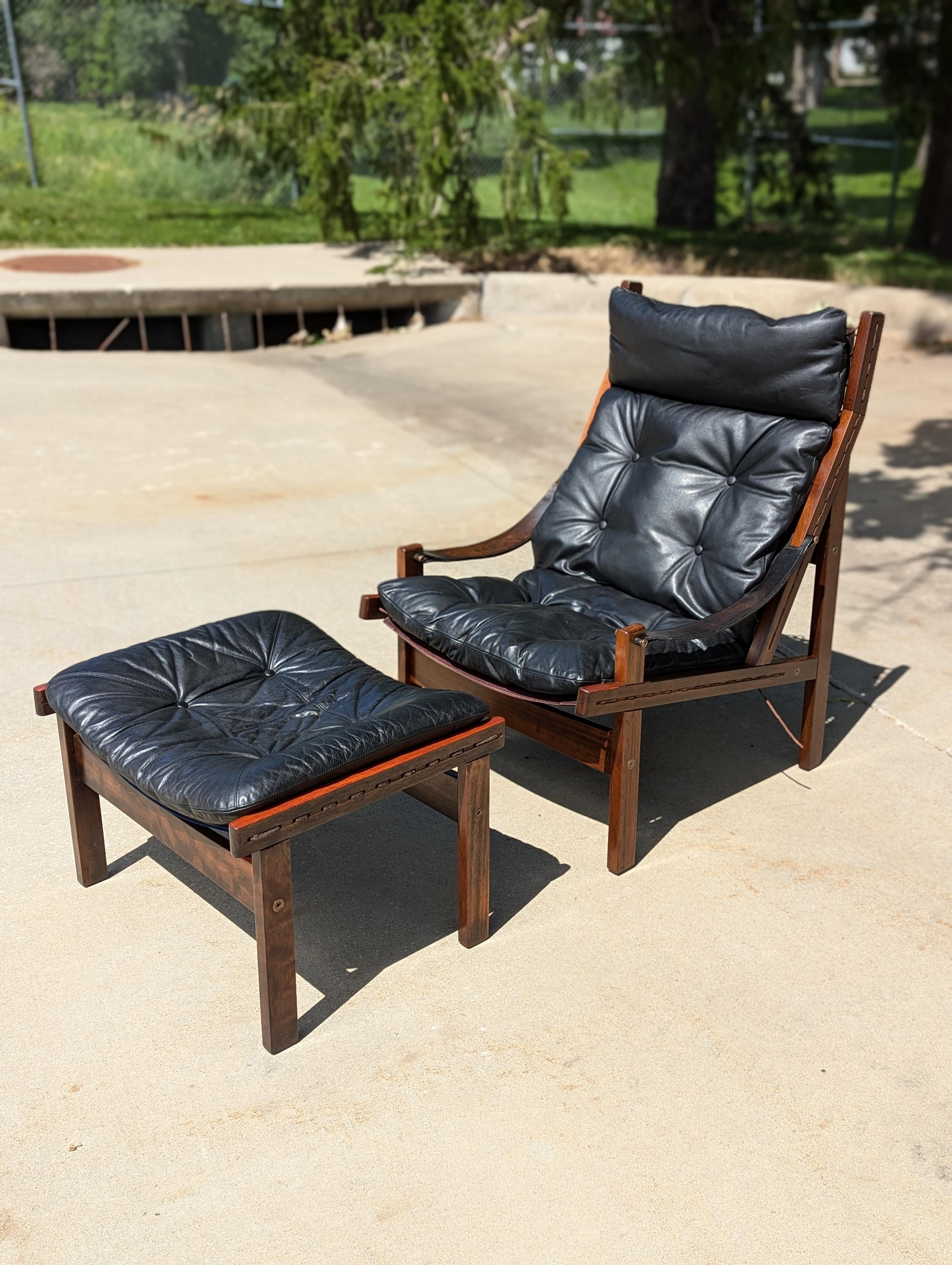 1960s Torbjørn Afdal Hunter Chair and matching Footstool, Norway 1