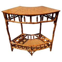 Table de bar anglaise arquée en rotin et rotin torsadé incurvé des années 1960