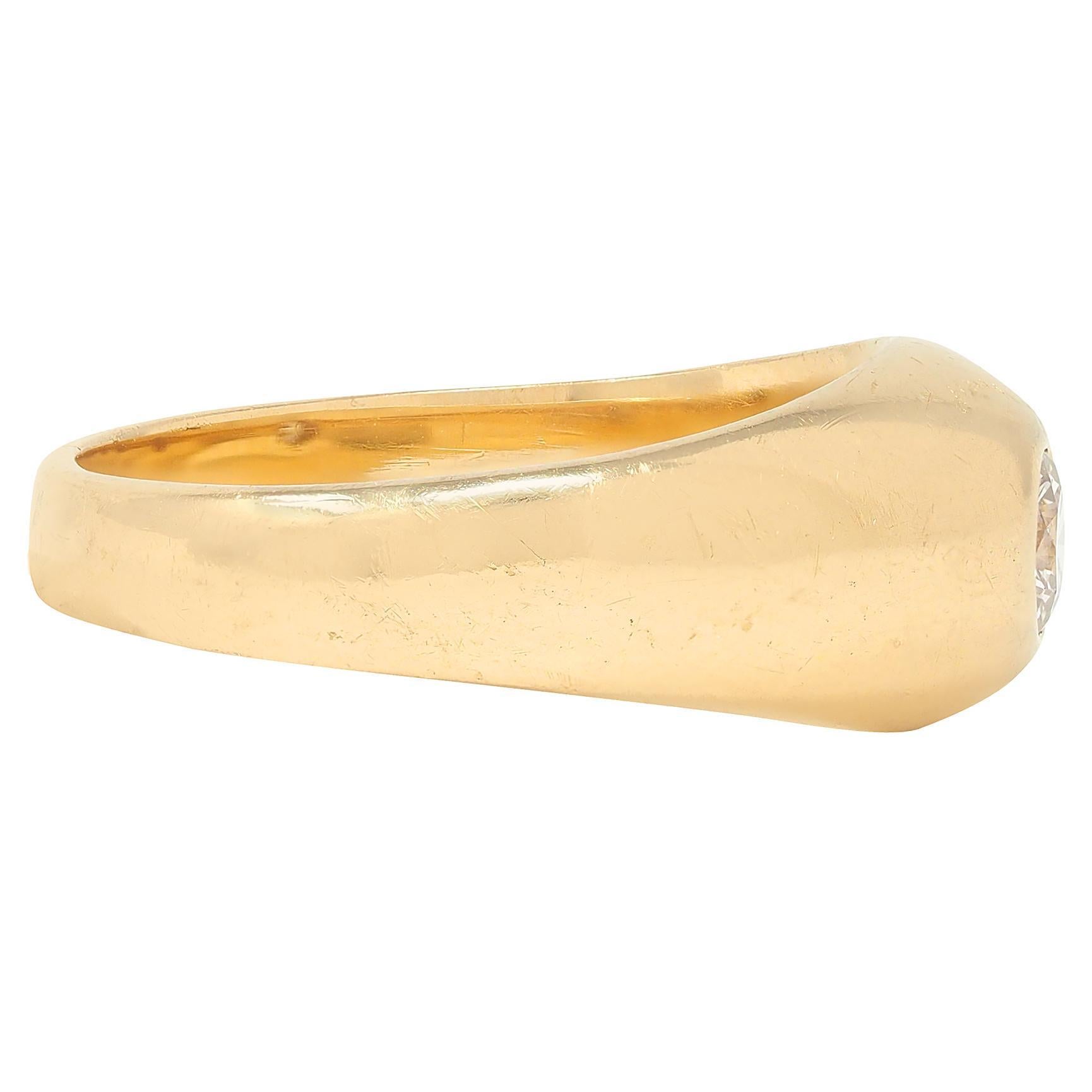 Moderne 1960's Transitional Cut Diamond 14K Gold Vintage Solitaire Engagement Ring en vente