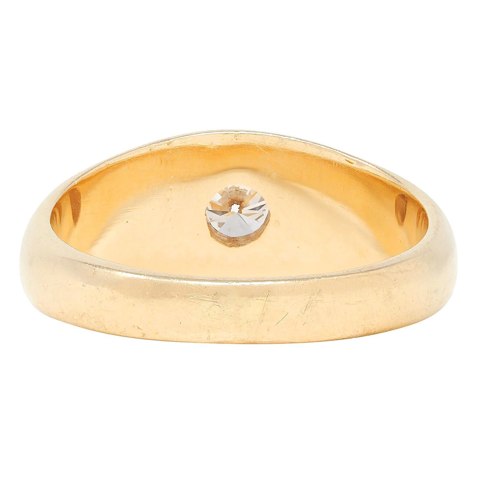 Taille ronde 1960's Transitional Cut Diamond 14K Gold Vintage Solitaire Engagement Ring en vente