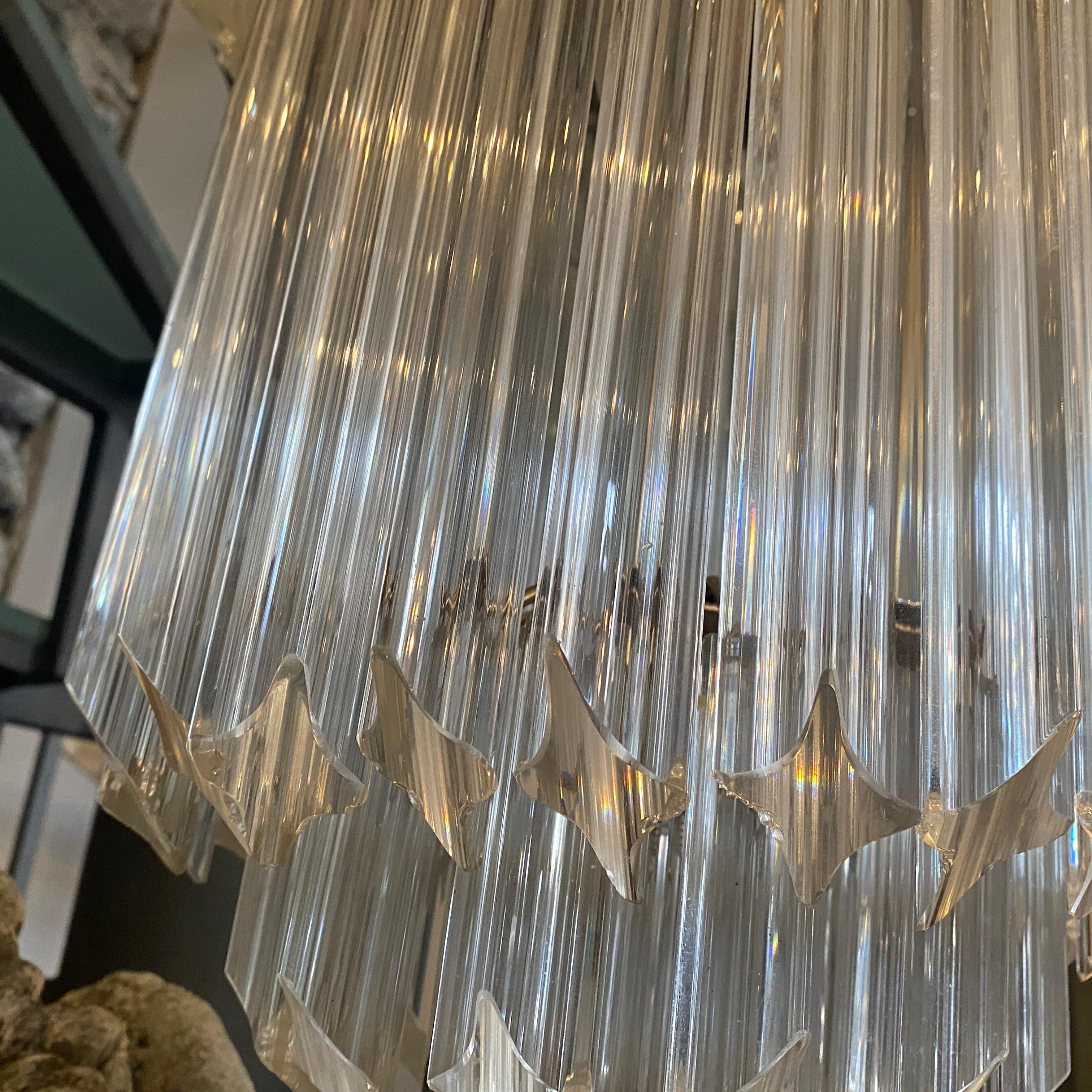 1960s Transparent Prisms Murano Glass Chandelier by Venini 4