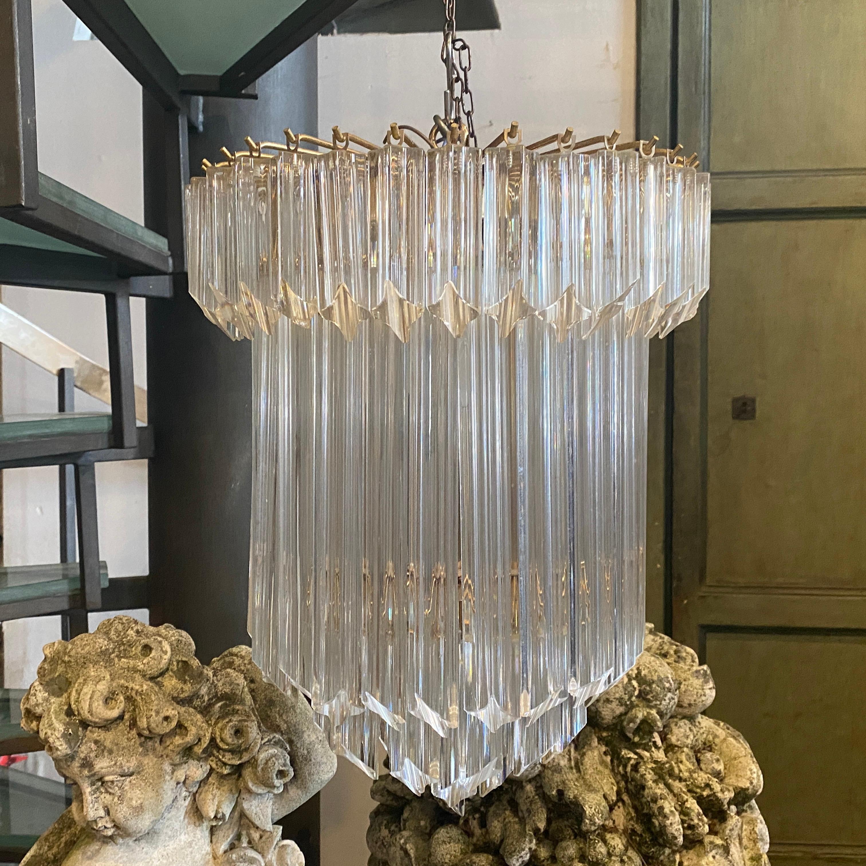 1960s Transparent Prisms Murano Glass Chandelier by Venini In Good Condition In Aci Castello, IT