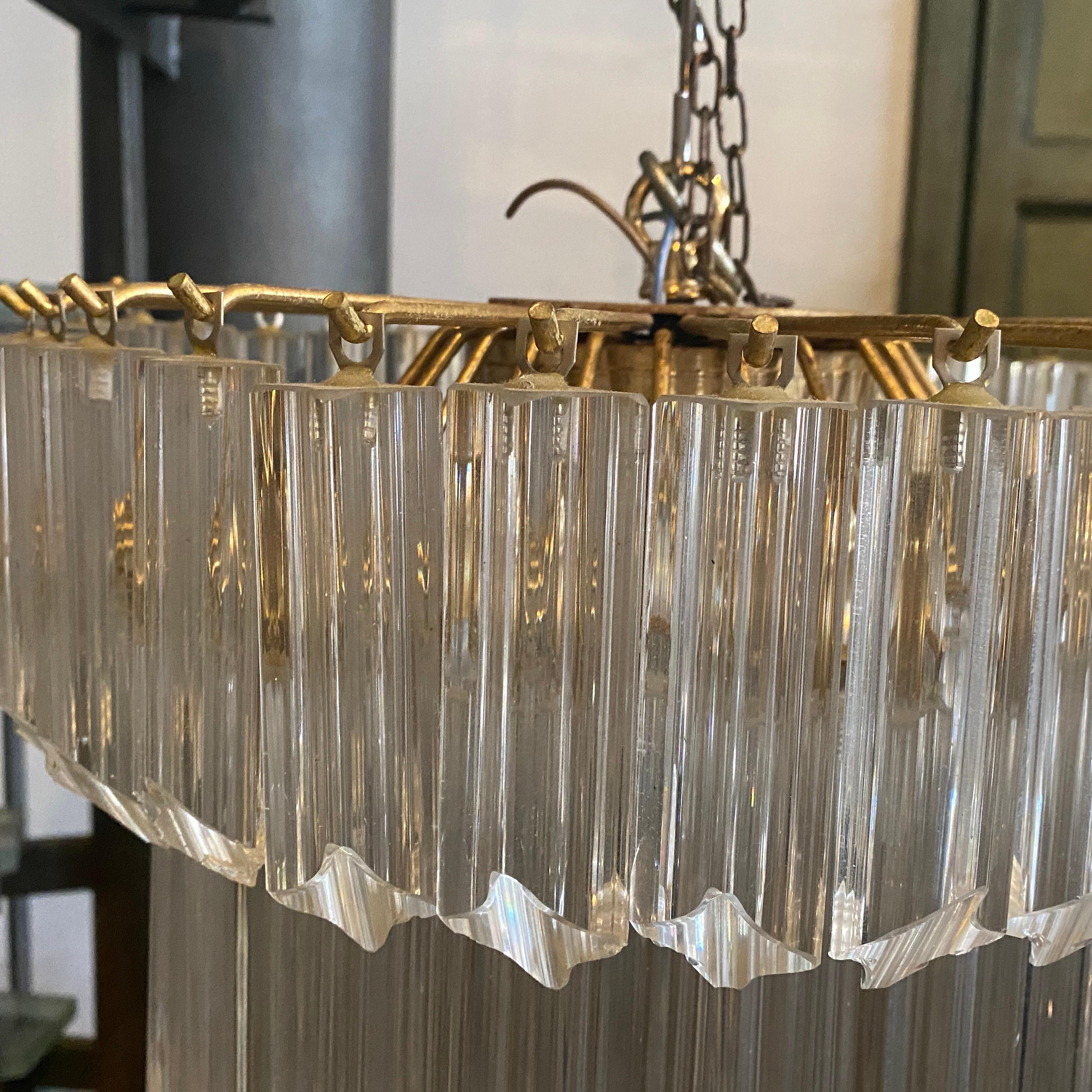 20th Century 1960s Transparent Prisms Murano Glass Chandelier by Venini