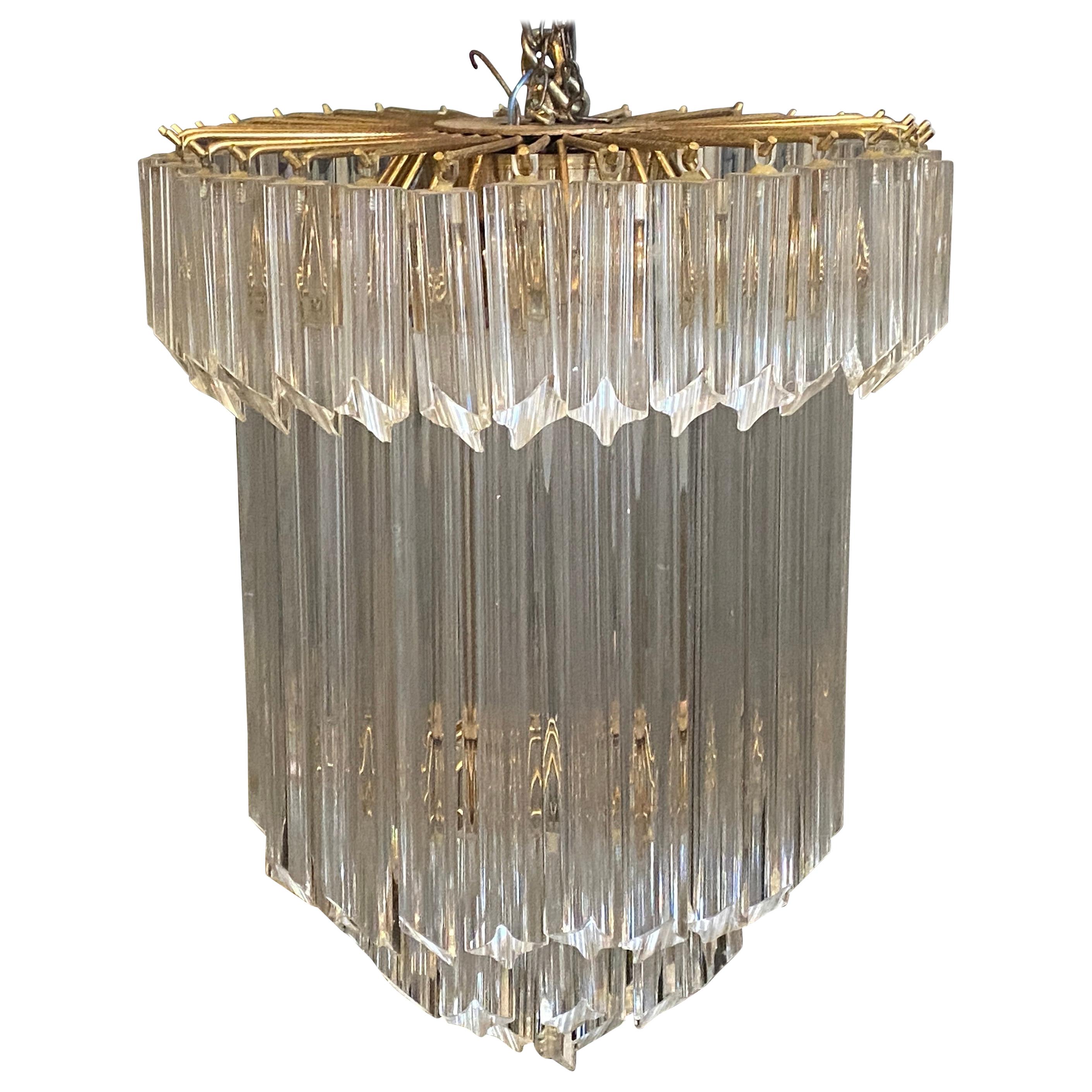 1960s Transparent Prisms Murano Glass Chandelier by Venini