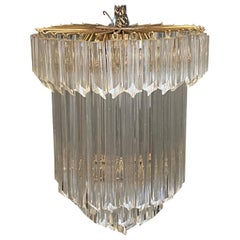 1960s Transparent Prisms Murano Glass Chandelier by Venini