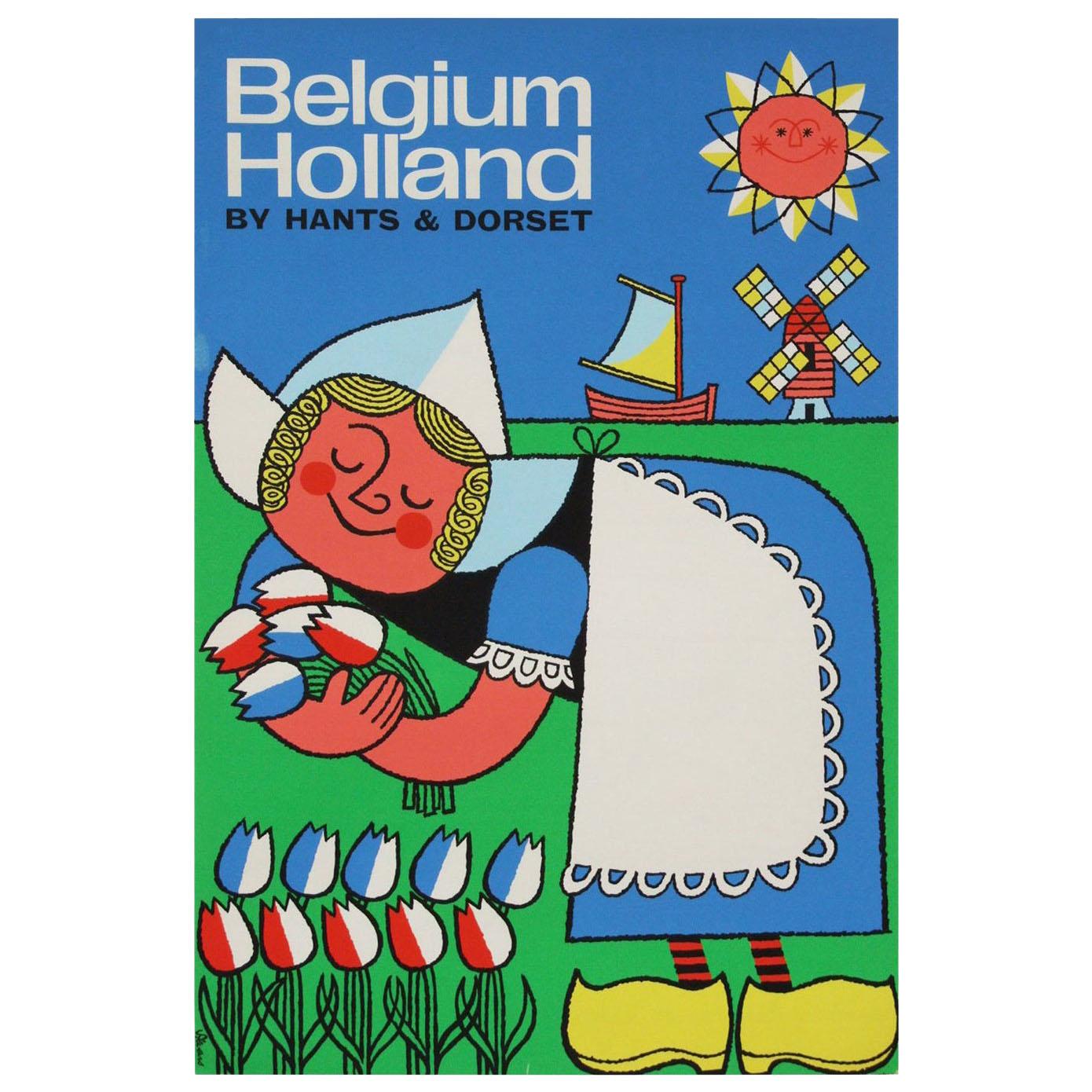 1960s Travel Poster for Belgium and Holland by Harry Stevens Pop Art