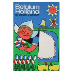 Vintage 1960s, Travel Poster for Belgium and Holland by Harry Stevens Pop Art