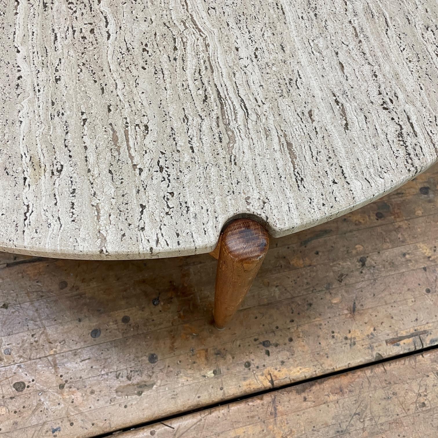 Mid-20th Century 1960s Stone Oak Brass Coffee Table Vintage Mid-Century Danish, Sarasota Style