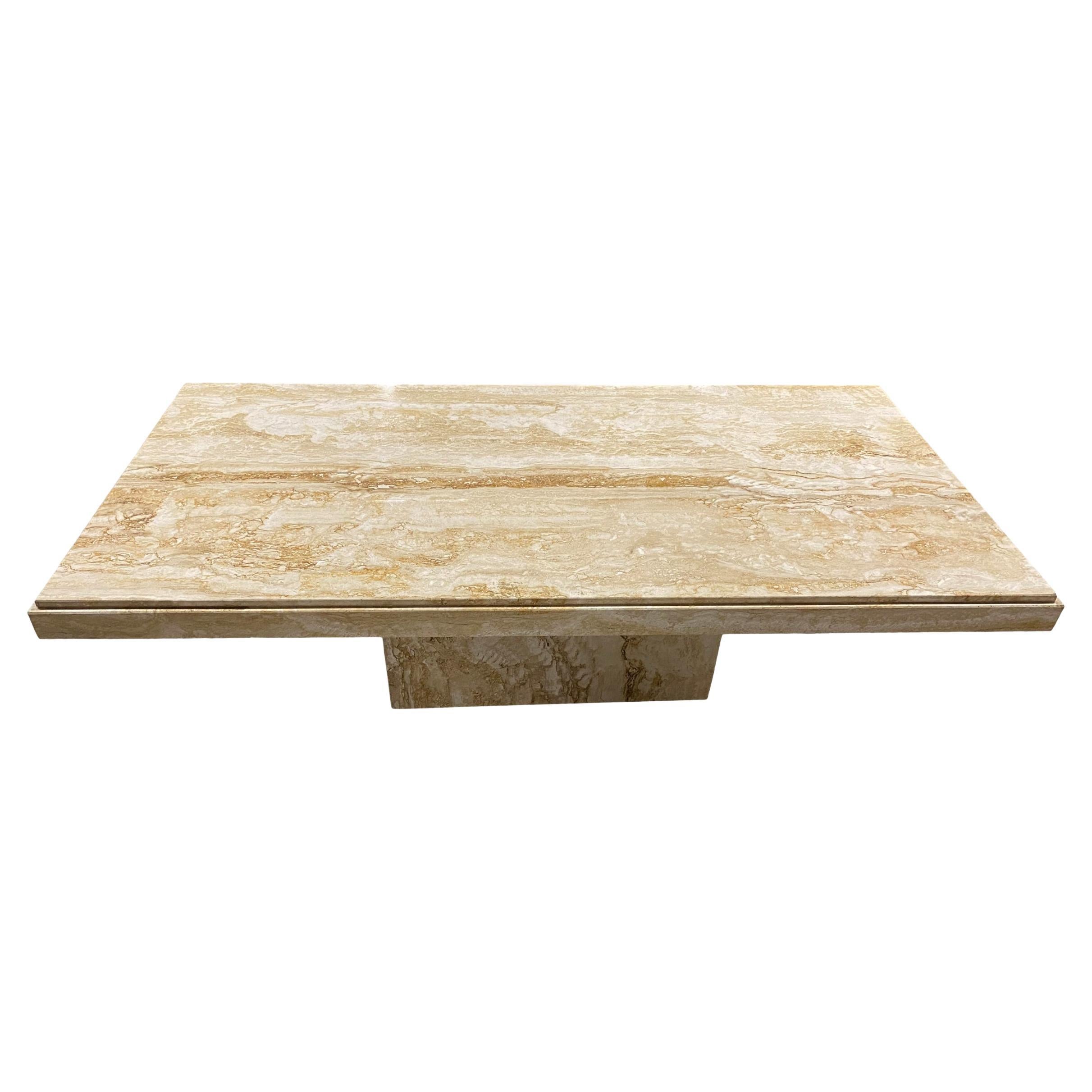 Vintage Travertine Coffee Table From Denmark, Circa 1960 For Sale at