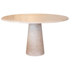 1960s Travertine Round Dining Table, Edited by Roche Bobois, France