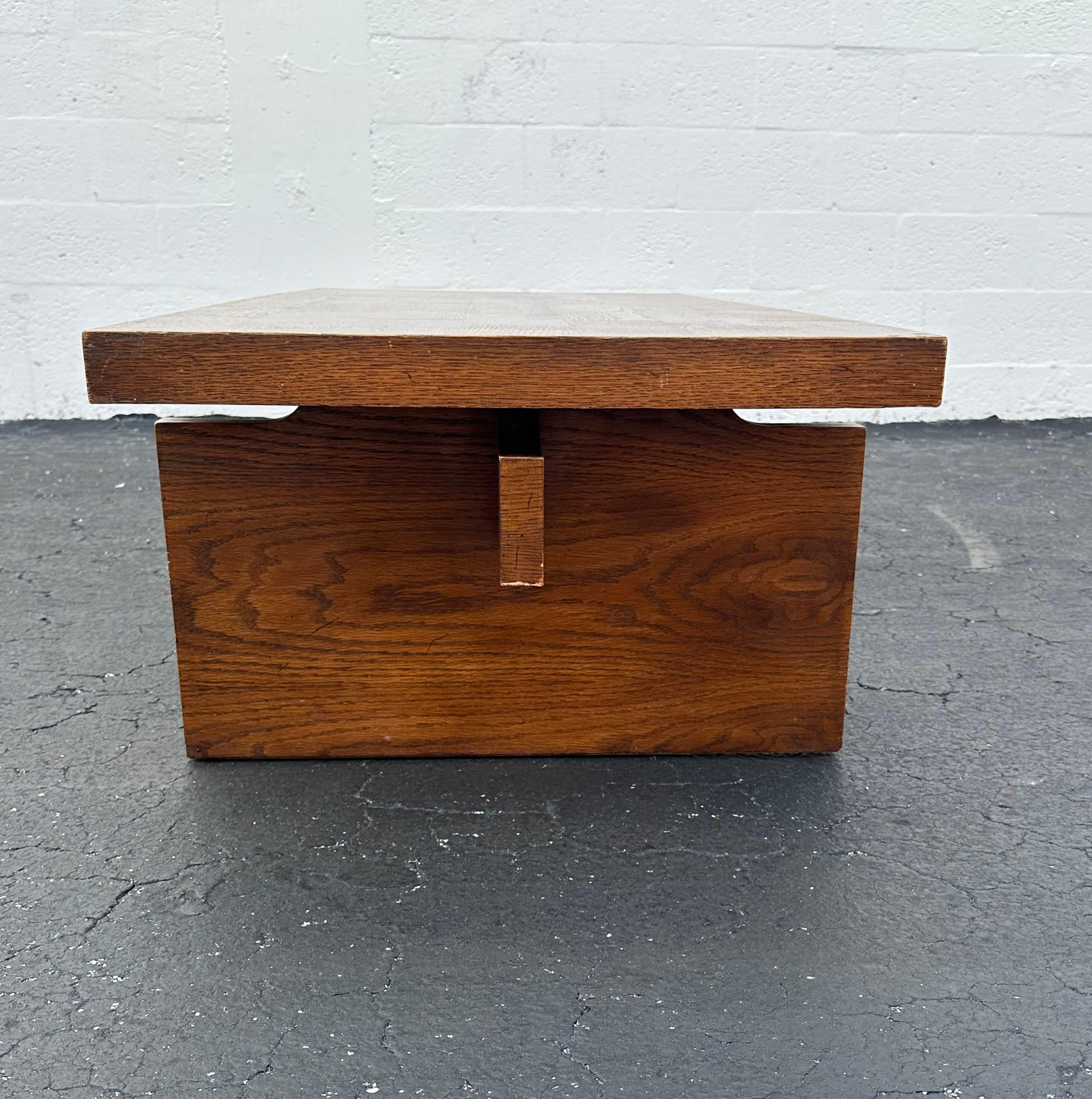 1960s Trestle Style Wood Rectangle Coffee Table For Sale 2