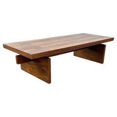Table basse rectangulaire en bois, style tréteaux, années 1960