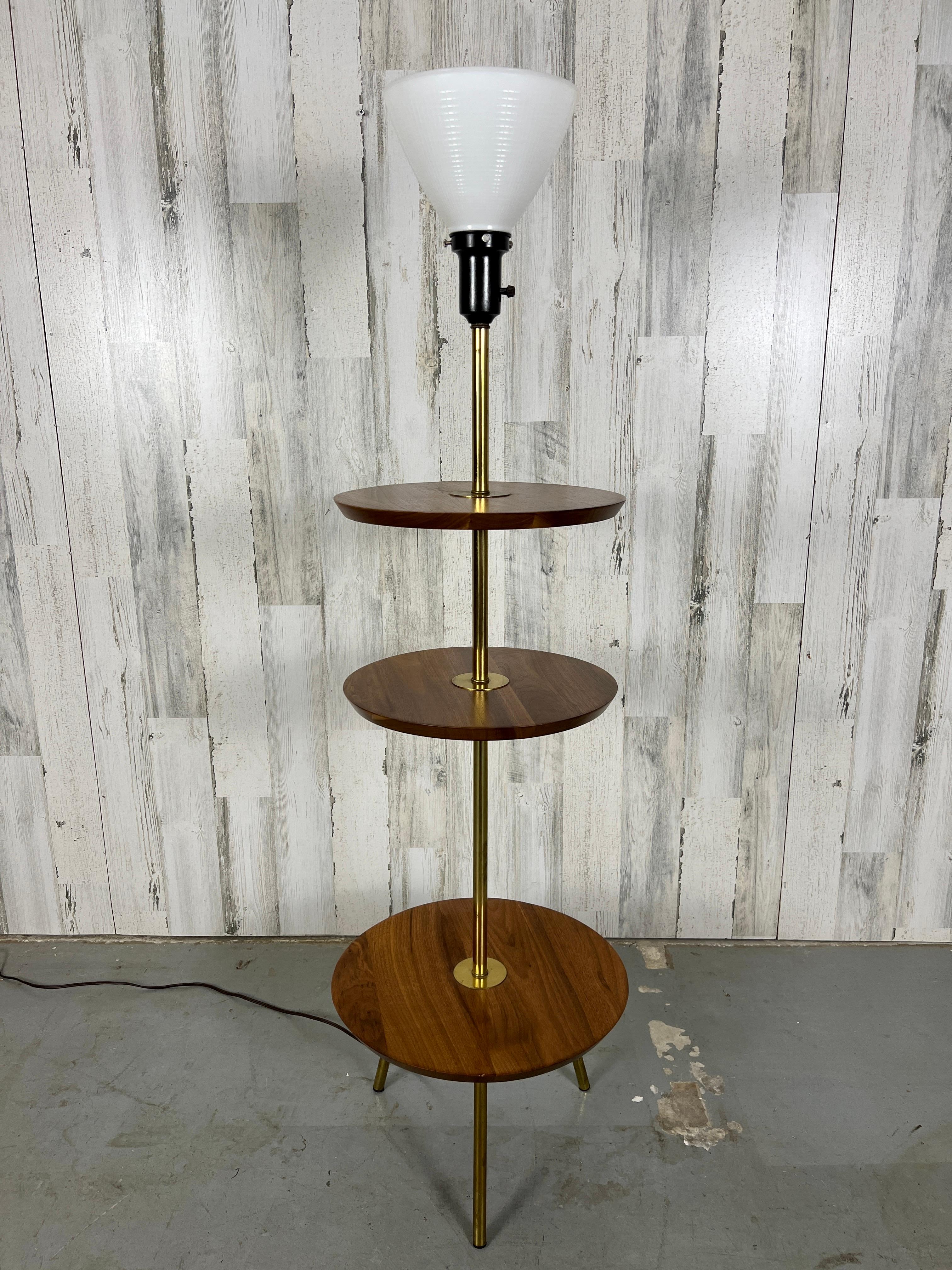 Metal 1960s Tri-Tiered Mid-Century Floor Lamp For Sale