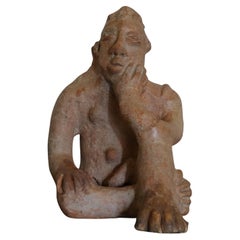 1960's Tribal Figurative Male Terracotta Sculpture 
