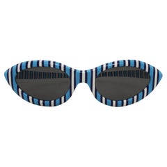 1960s Trifari Blue and White Stripe Sunglasses