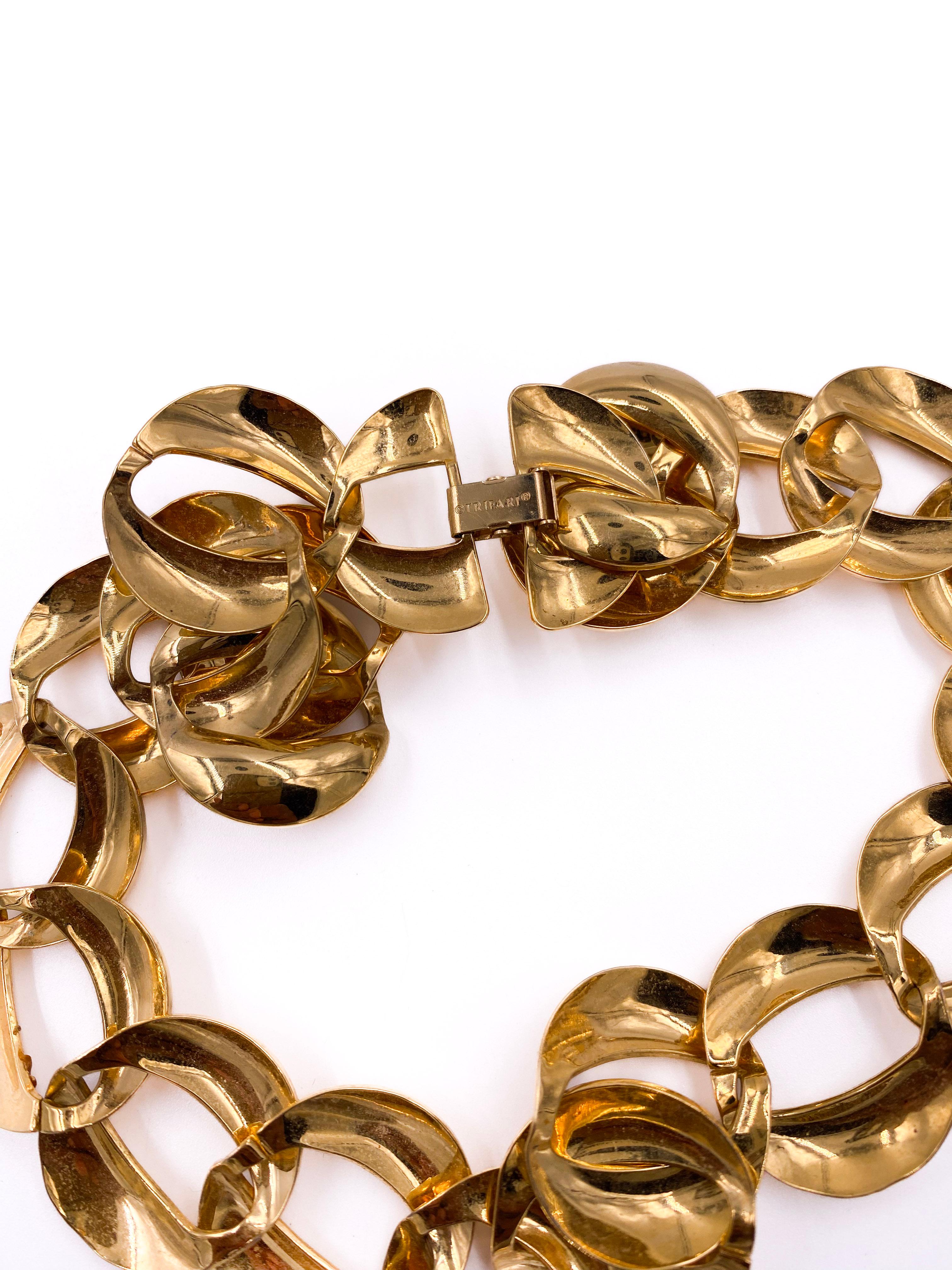 1960s Trifari Gold O-Chain Link Necklace For Sale 2
