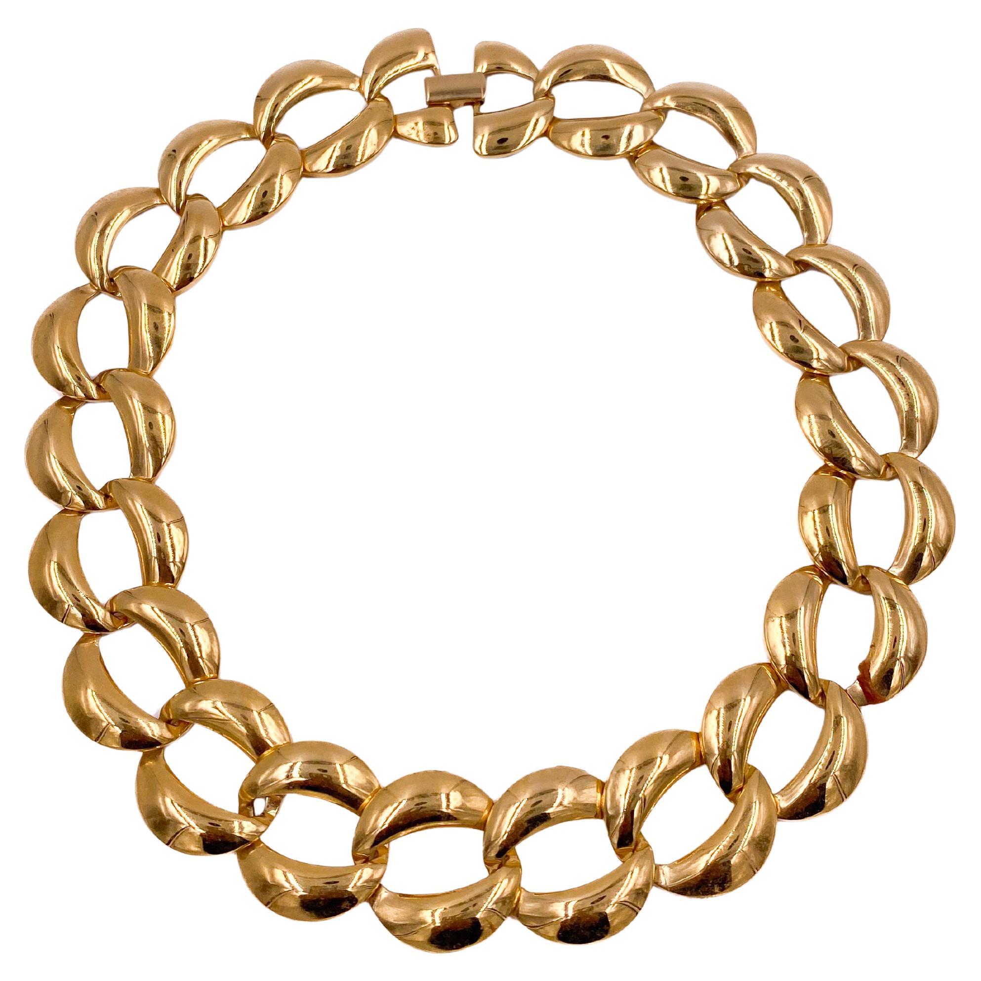 1960s Trifari Gold O-Chain Link Necklace For Sale
