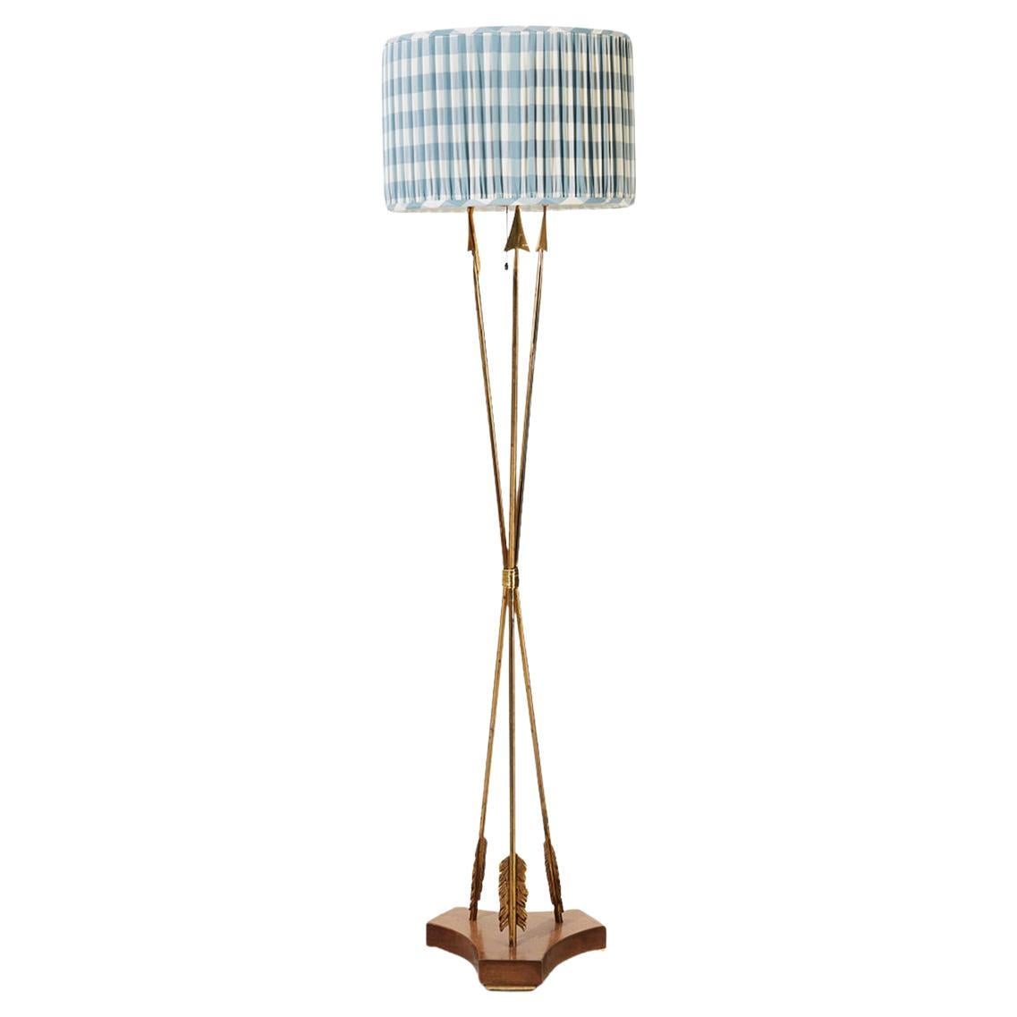 1960s Tripod Arrow Floor Lamp in Brass