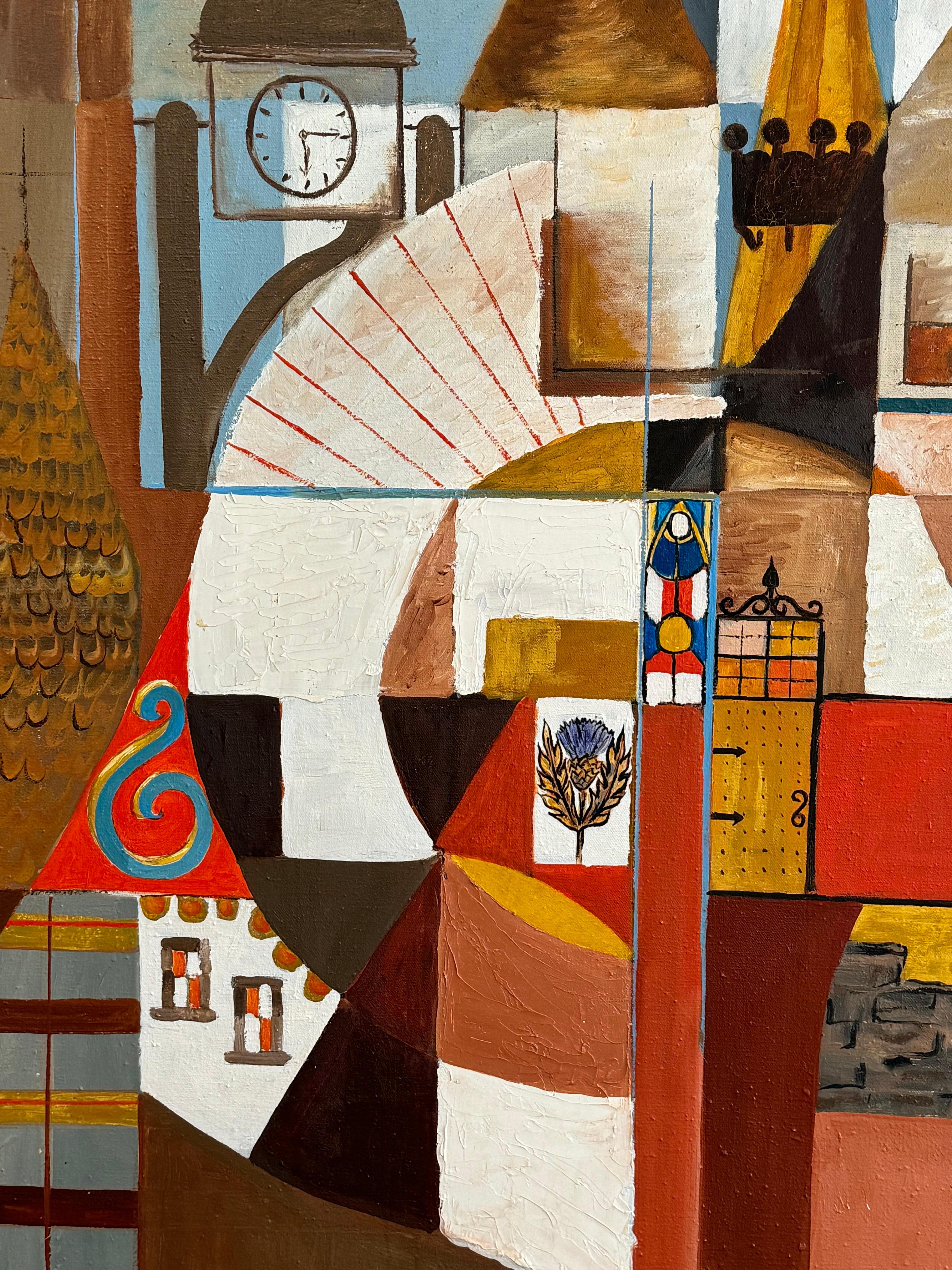 Pintura Surrealista Trompe L'oiel Hardedge de los años 60 Moderno de mediados de siglo en venta