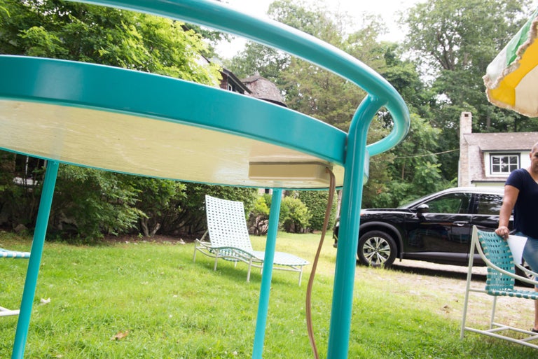 1960s Tropitone Turquoise Circular Cart For Sale at 1stDibs