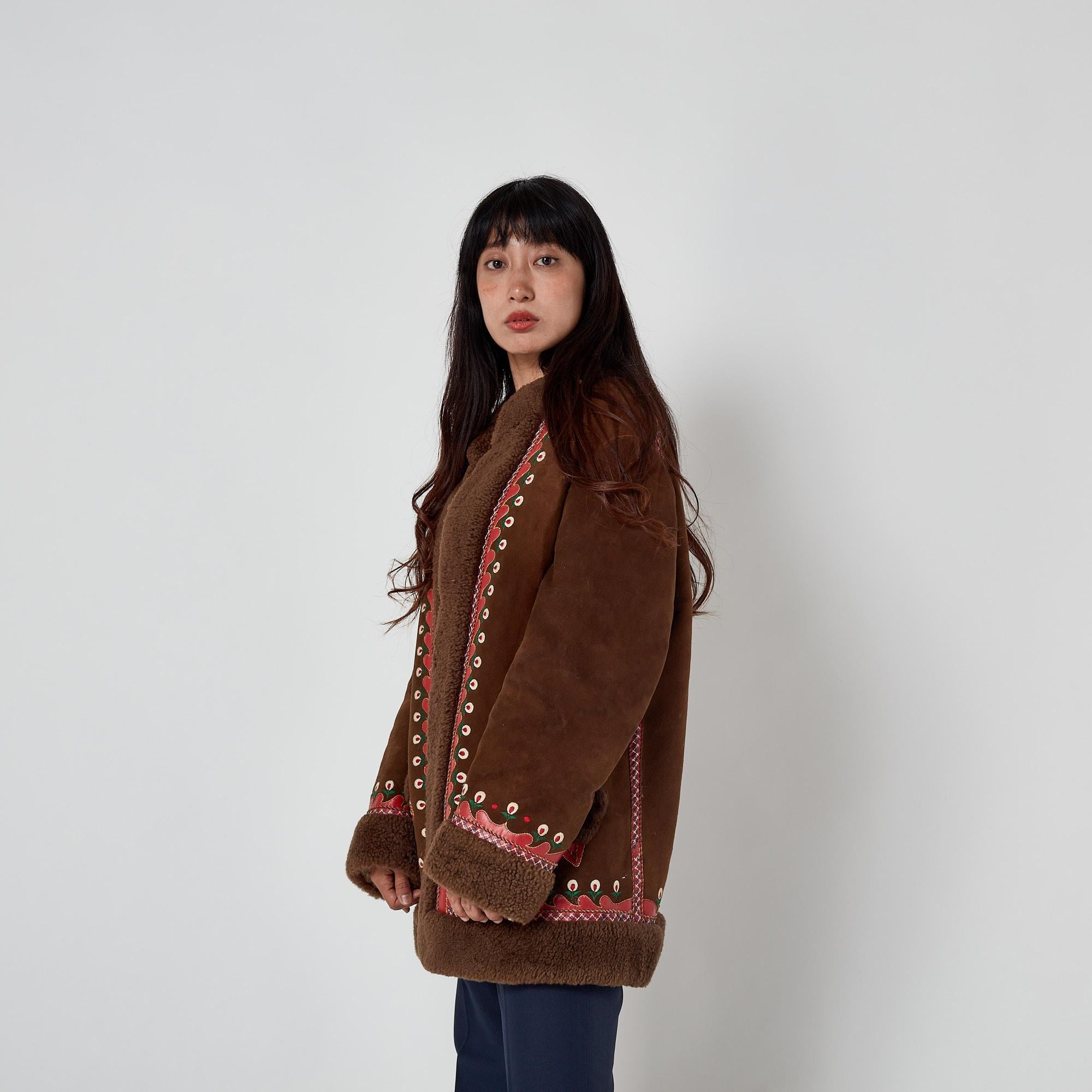 1960s True Vintage Brown Suede Embroidered Afghan Coat For Sale 7