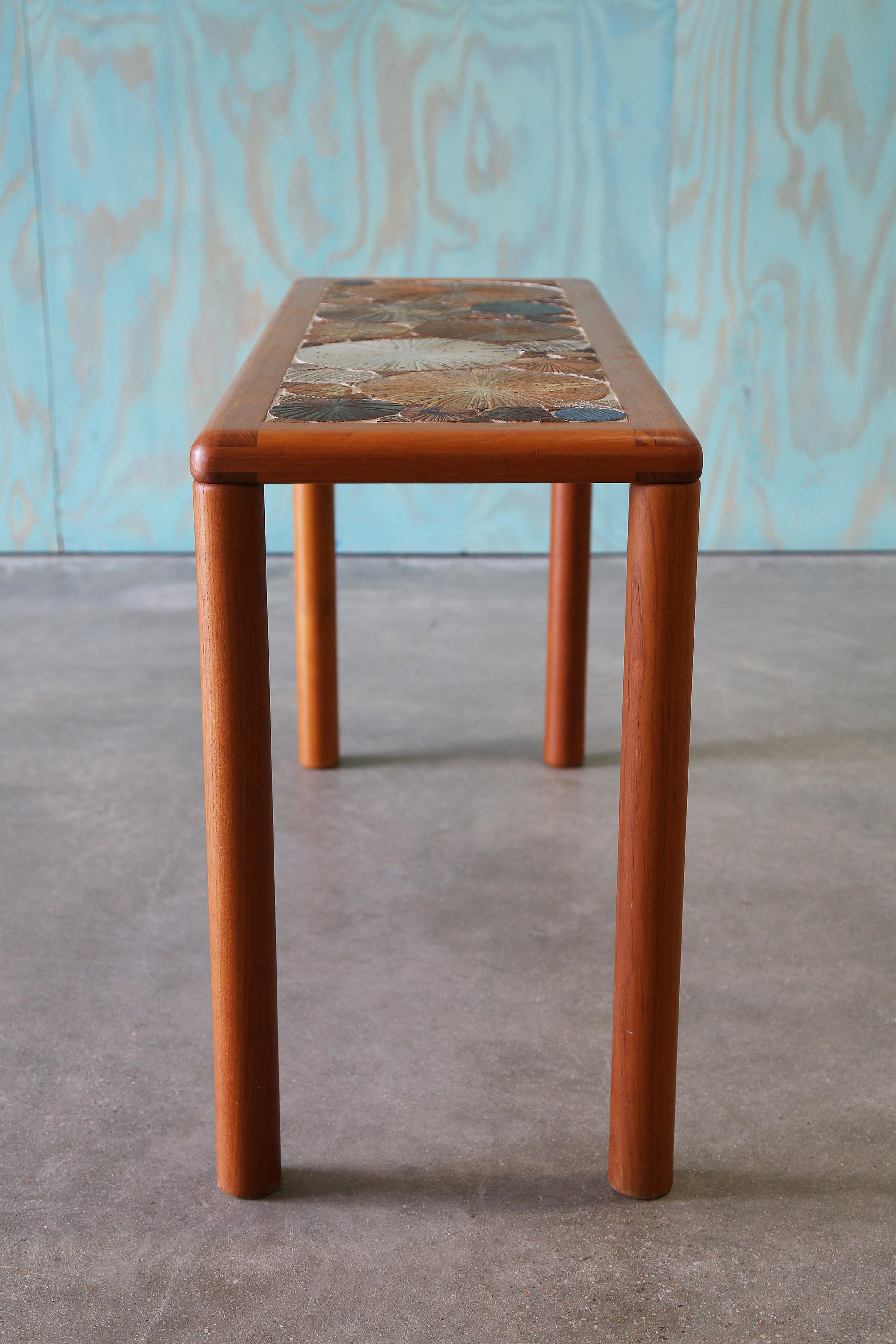 1960s Tue Poulsen for Haslev Møbelsnedkeri Teak and Ceramic Console Table Danish For Sale 2