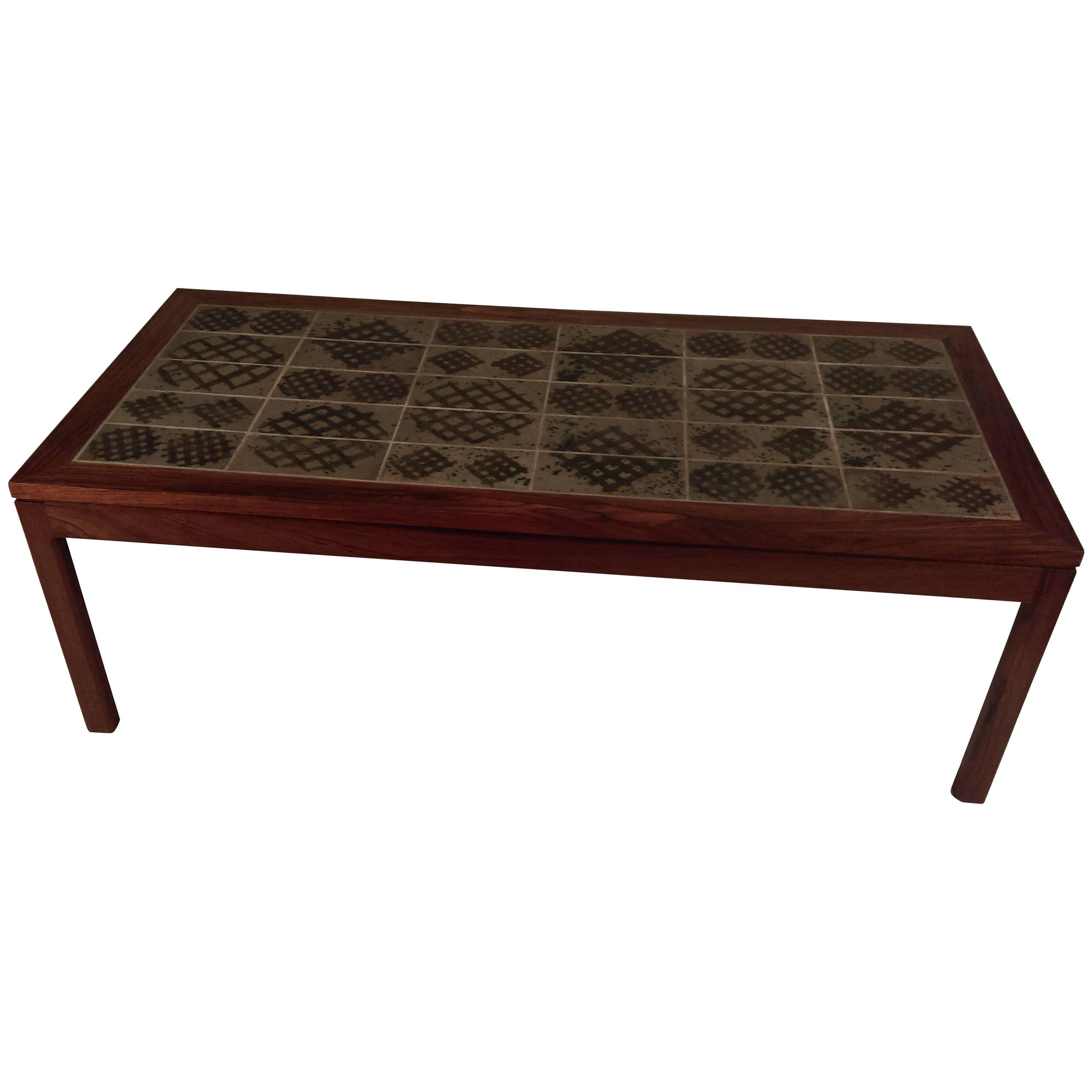 1960s Tue Poulsen Tile Topped Coffee Table in Rosewood