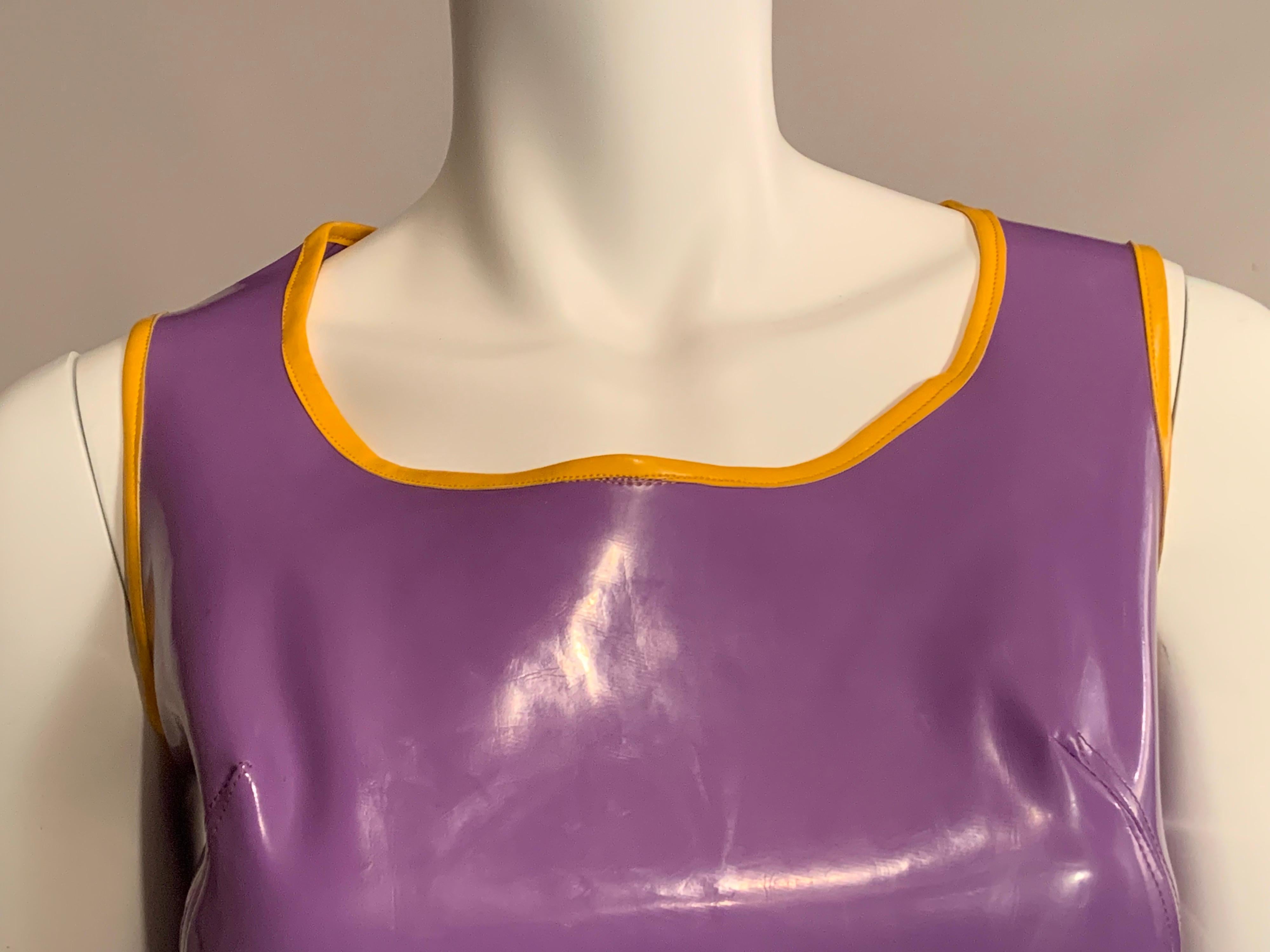 Purple 1960’s Tuffin and Foale Youthquake Lavender and Yellow Vinyl Dress Never Worn