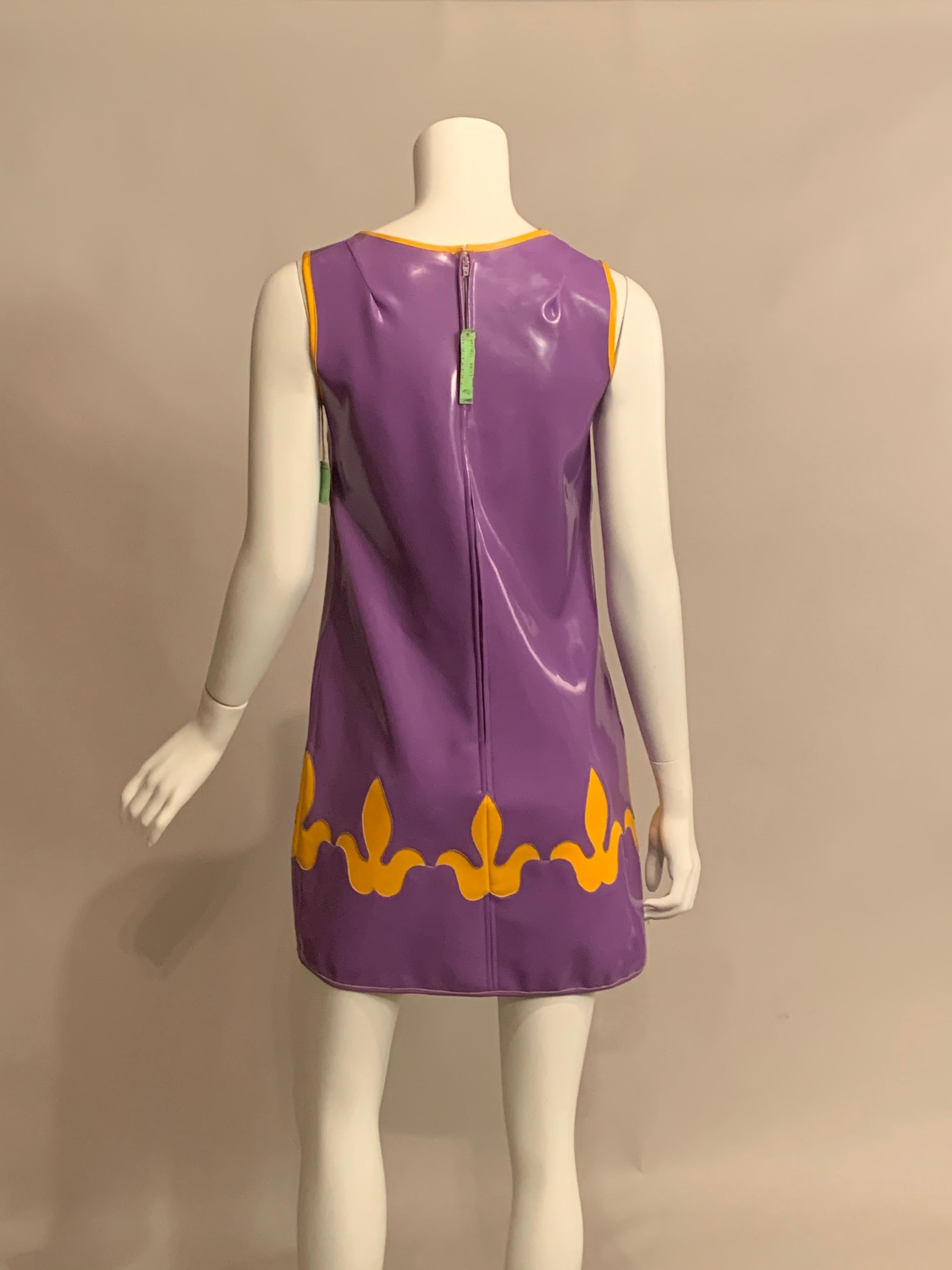 Women's 1960’s Tuffin and Foale Youthquake Lavender and Yellow Vinyl Dress Never Worn