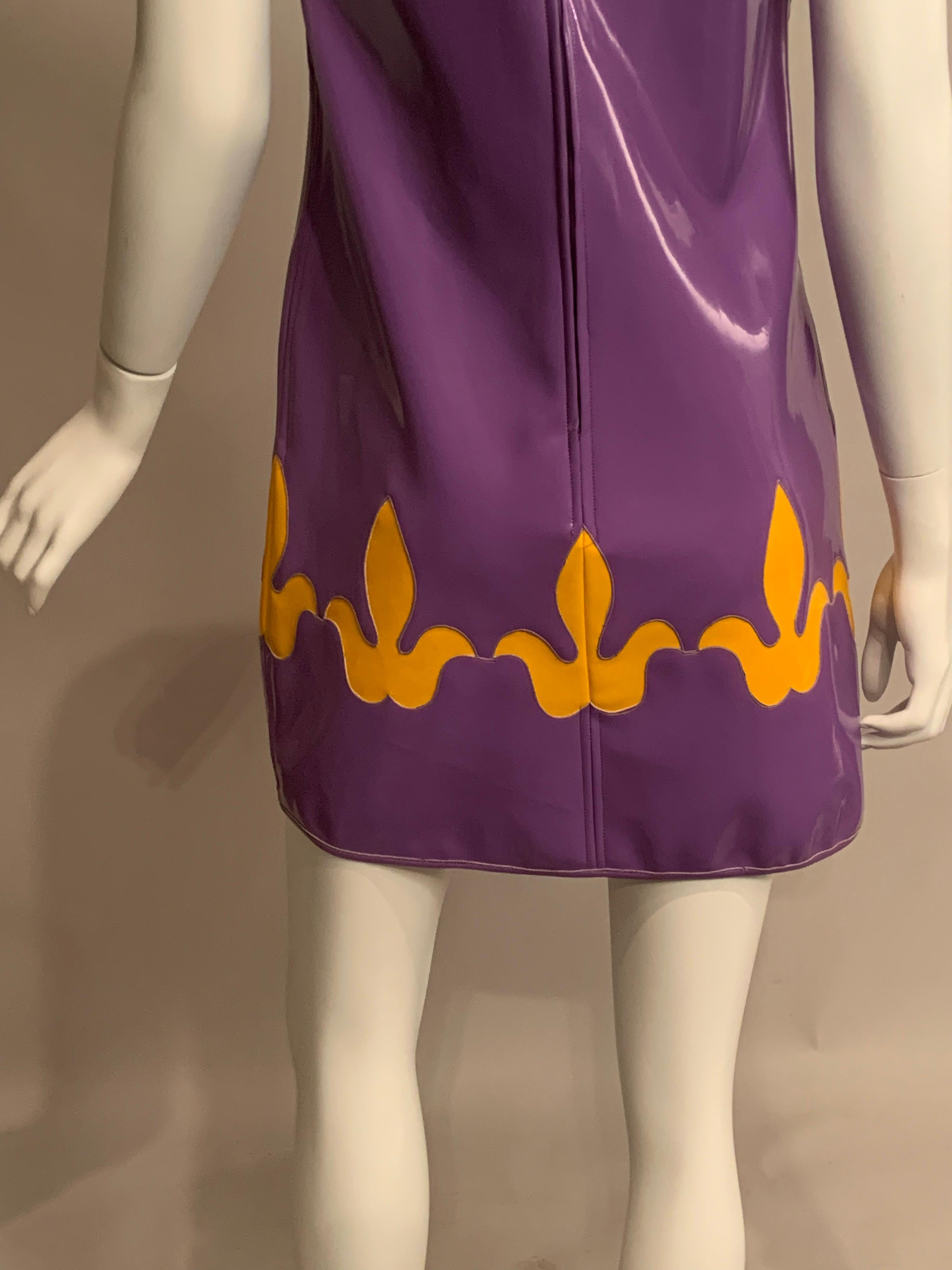 1960’s Tuffin and Foale Youthquake Lavender and Yellow Vinyl Dress Never Worn 2