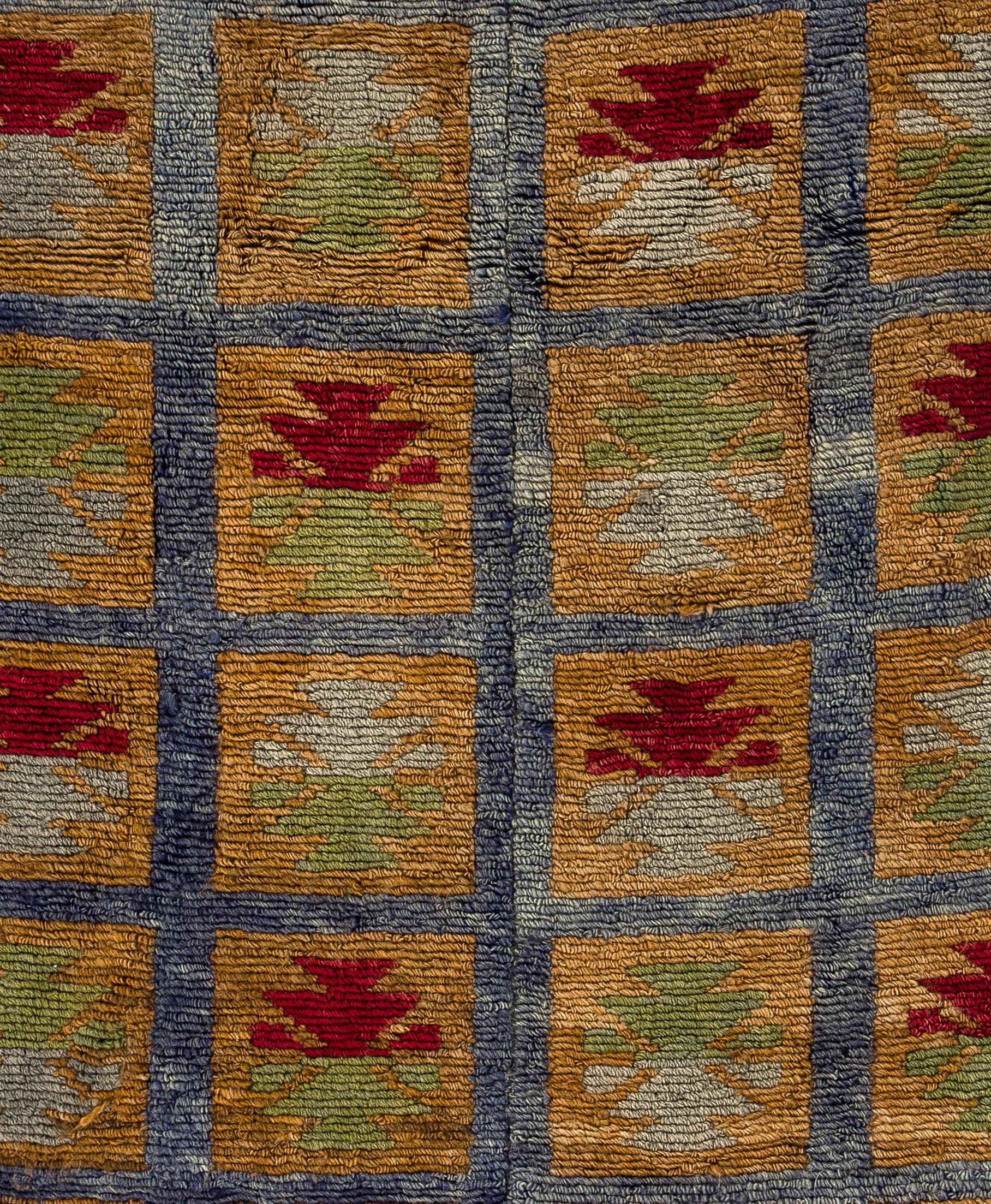 Turkish 3.8x5.3 ft 1960s Tulu Rug, Vintage Hand-Knotted Organic Wool Carpet