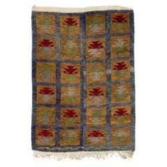 3.8x5.3 ft 1960s Tulu Rug, Vintage Hand-Knotted Organic Wool Carpet