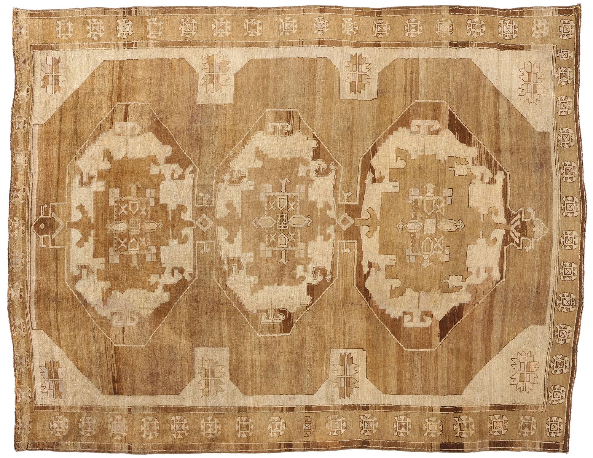 1950's Turkish Kars Carpet with Modern Style, Cozy Nomad Meets Mod Boho For Sale 3