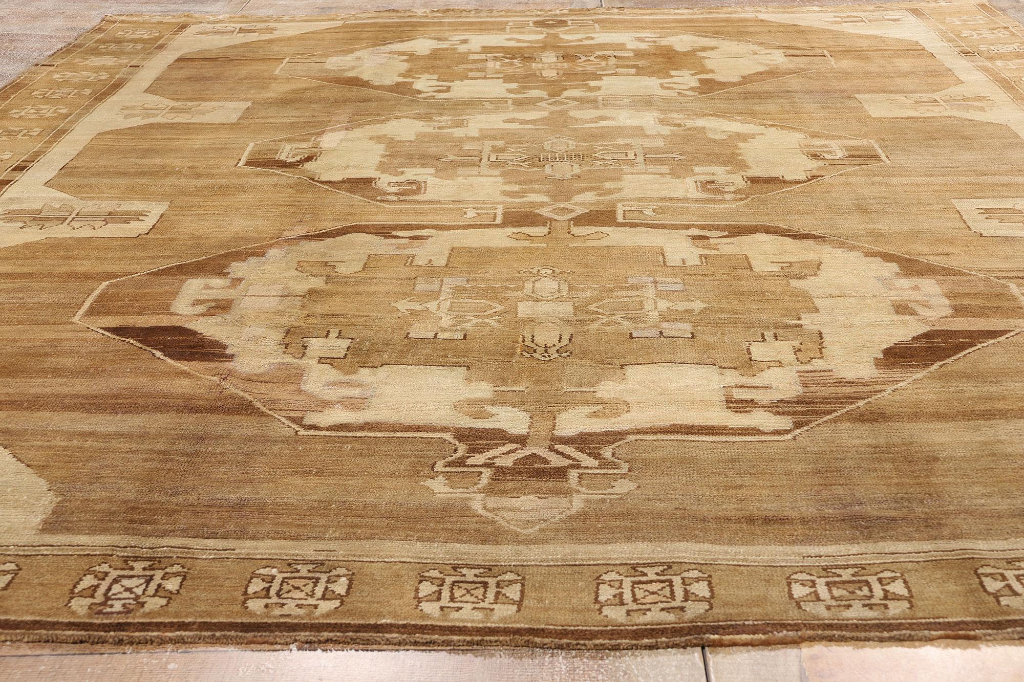 1950's Turkish Kars Carpet with Modern Style, Cozy Nomad Meets Mod Boho For Sale 8