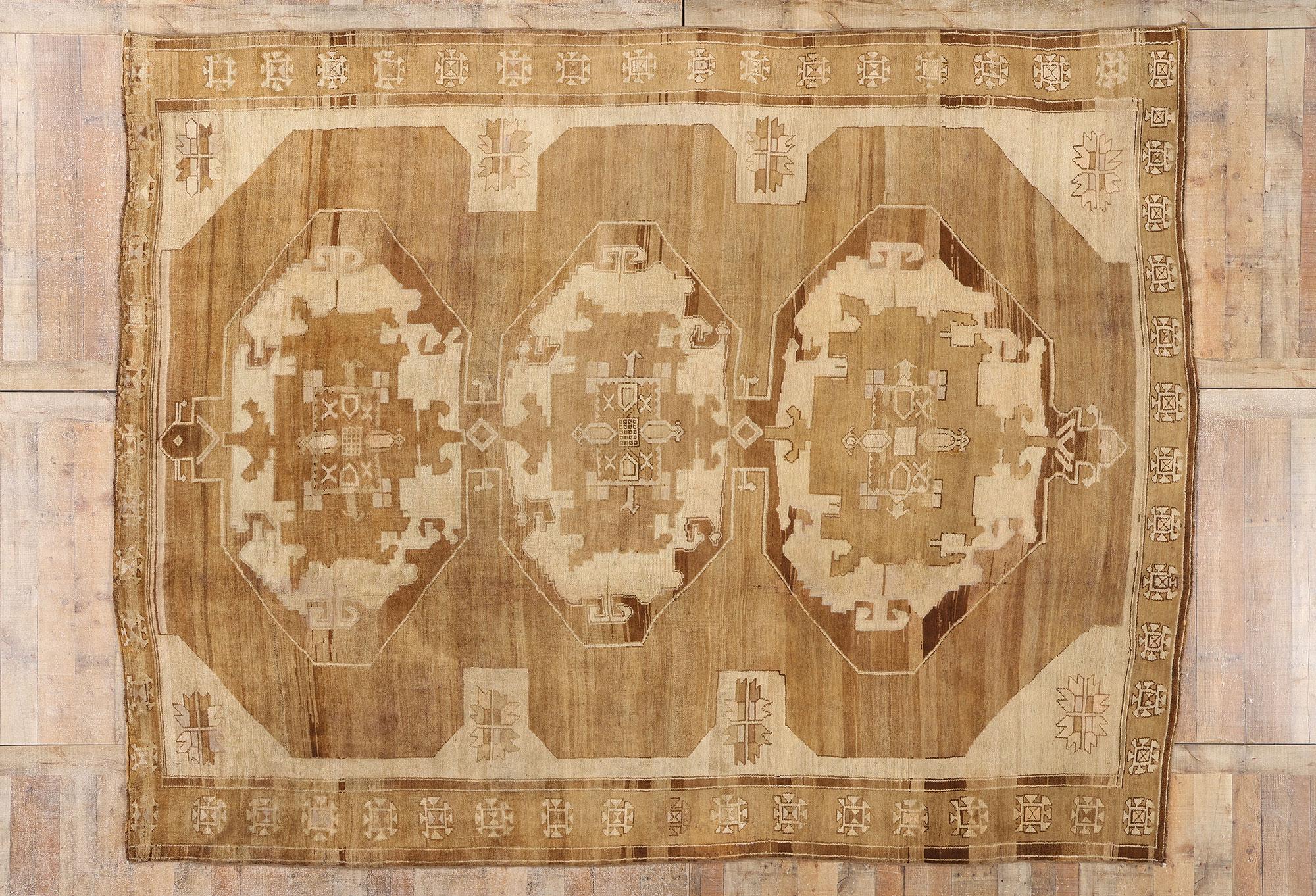 1950's Turkish Kars Carpet with Modern Style, Cozy Nomad Meets Mod Boho For Sale 11