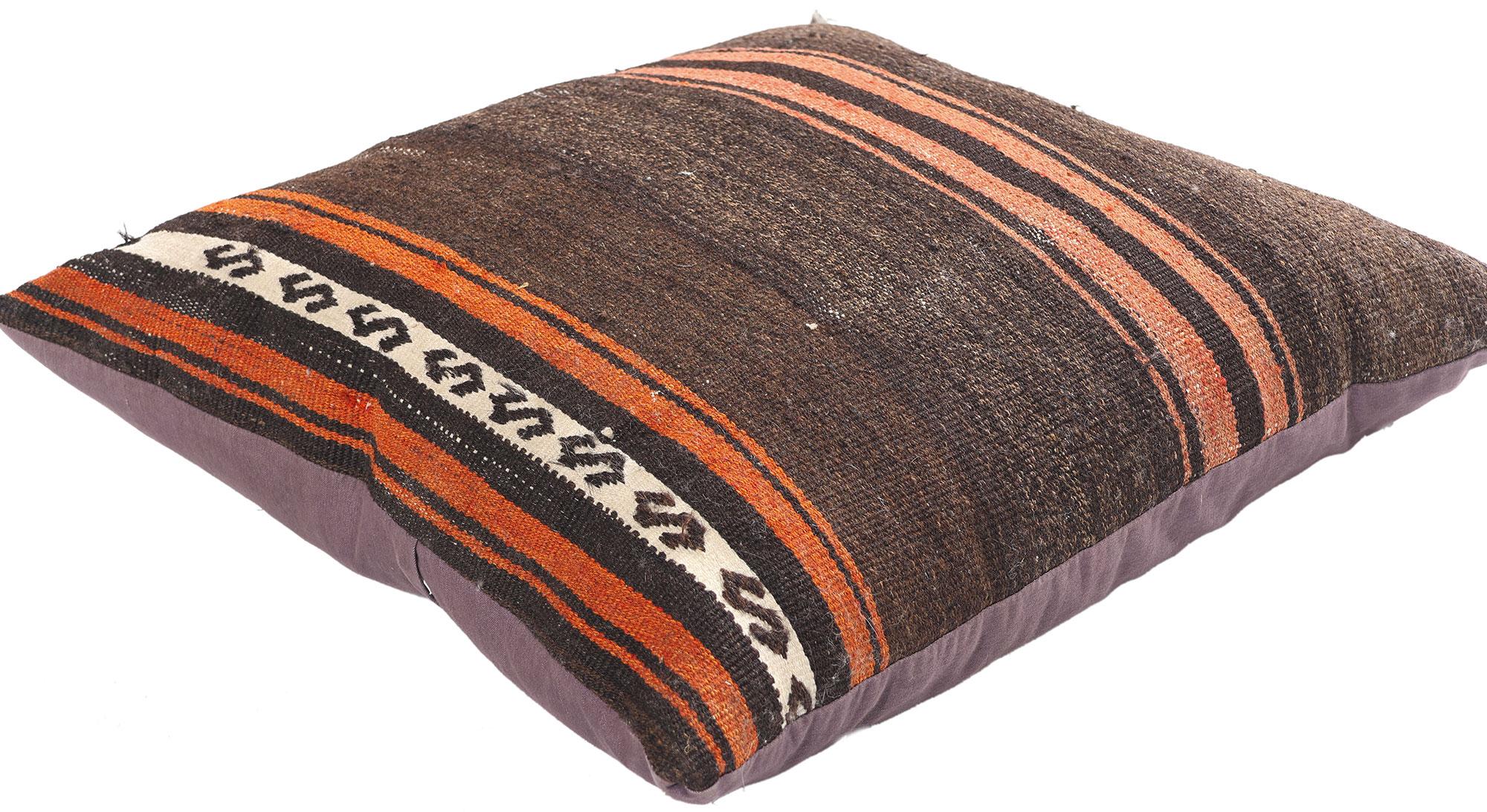 Embroidered 1960's Turkish Kilim Carpet Pillow with Modern Style For Sale