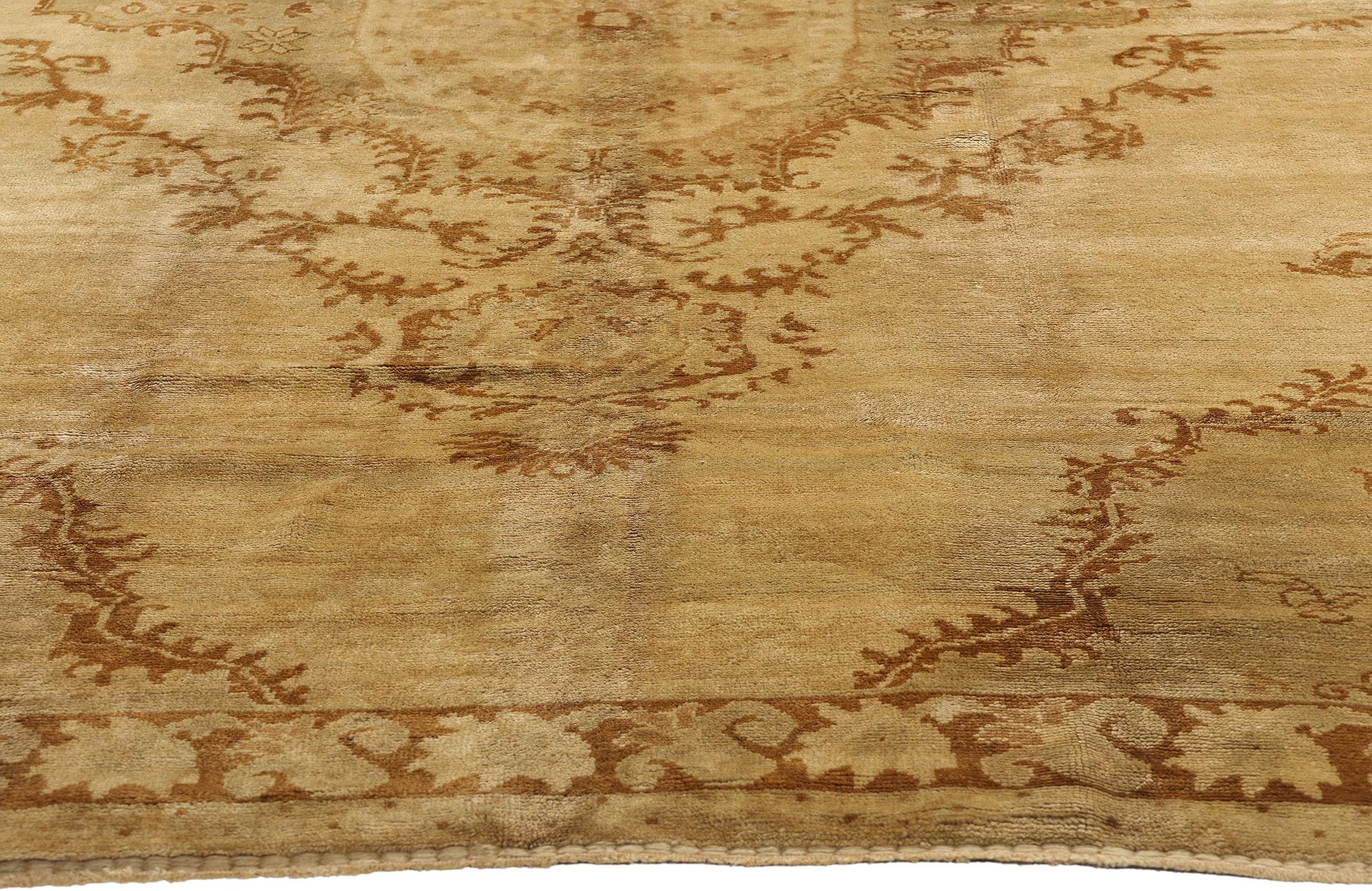Wool 1960's Turkish Oushak Carpet with Modern Style For Sale