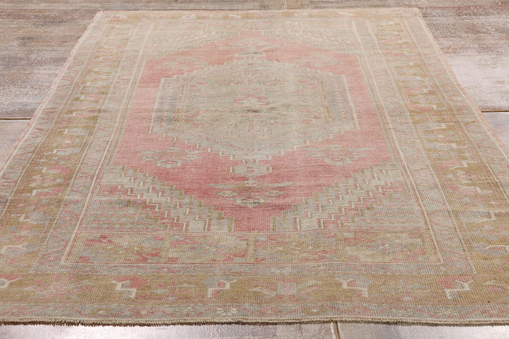 Wool 1960's Turkish Oushak Carpet with Modern Style For Sale