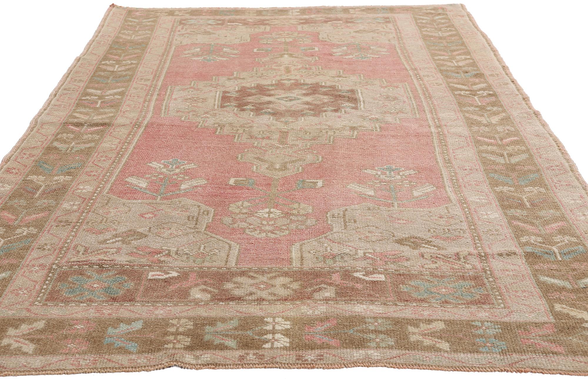 Wool 1960's Turkish Oushak Carpet with Modern Style For Sale