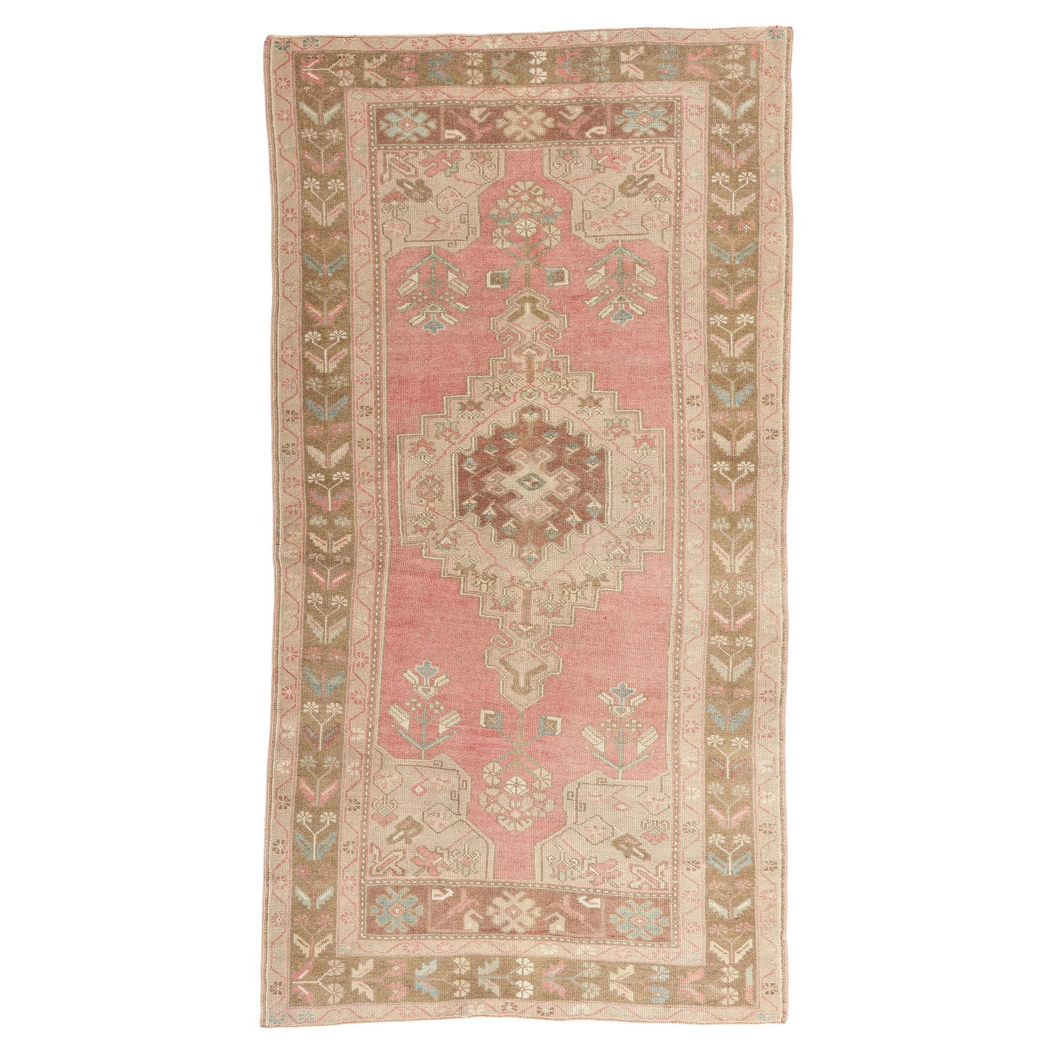 1960's Turkish Oushak Carpet with Modern Style For Sale