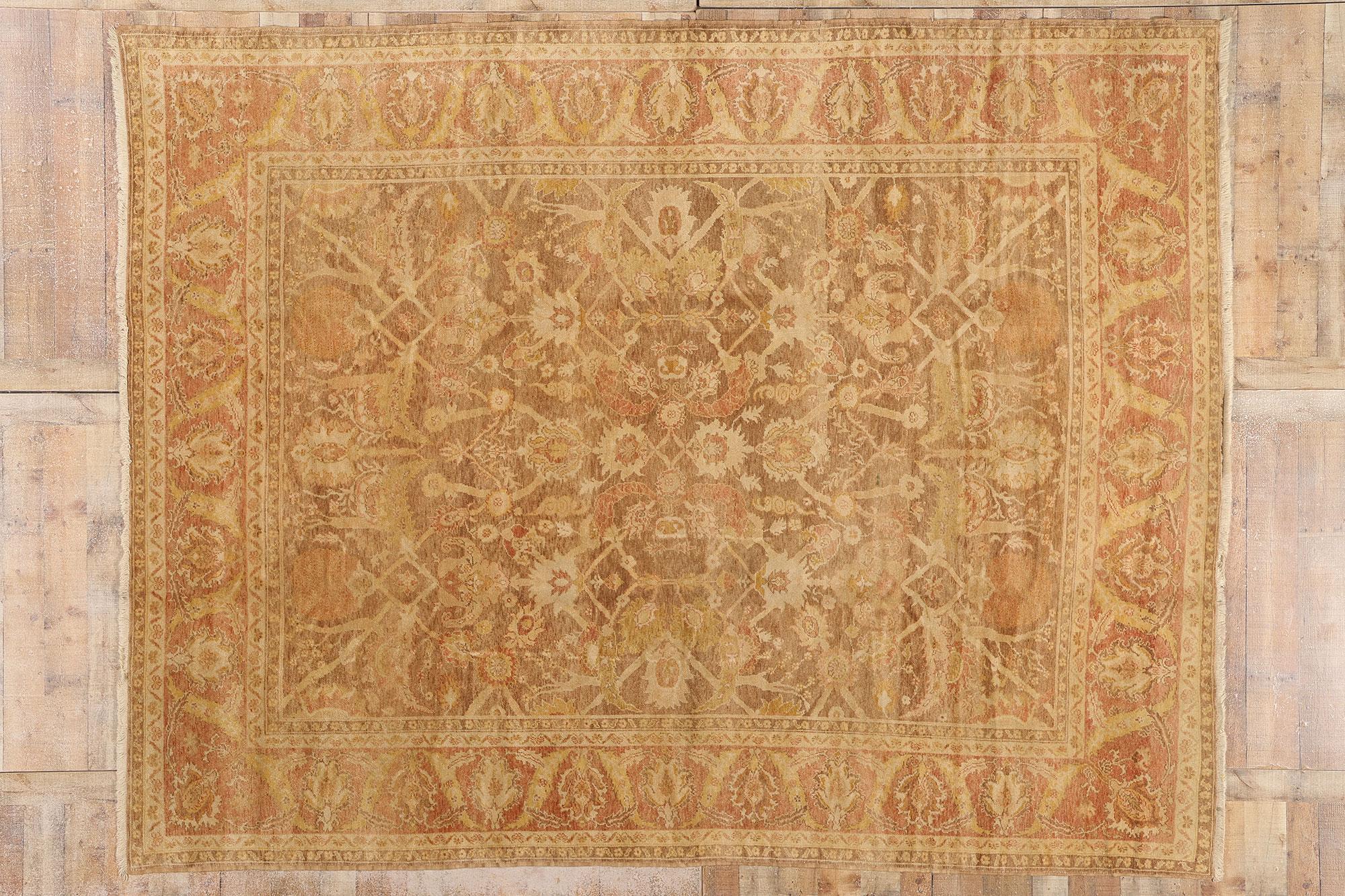 Tappeto Oushak turco degli anni '60 con stile rustico moderno in vendita 1
