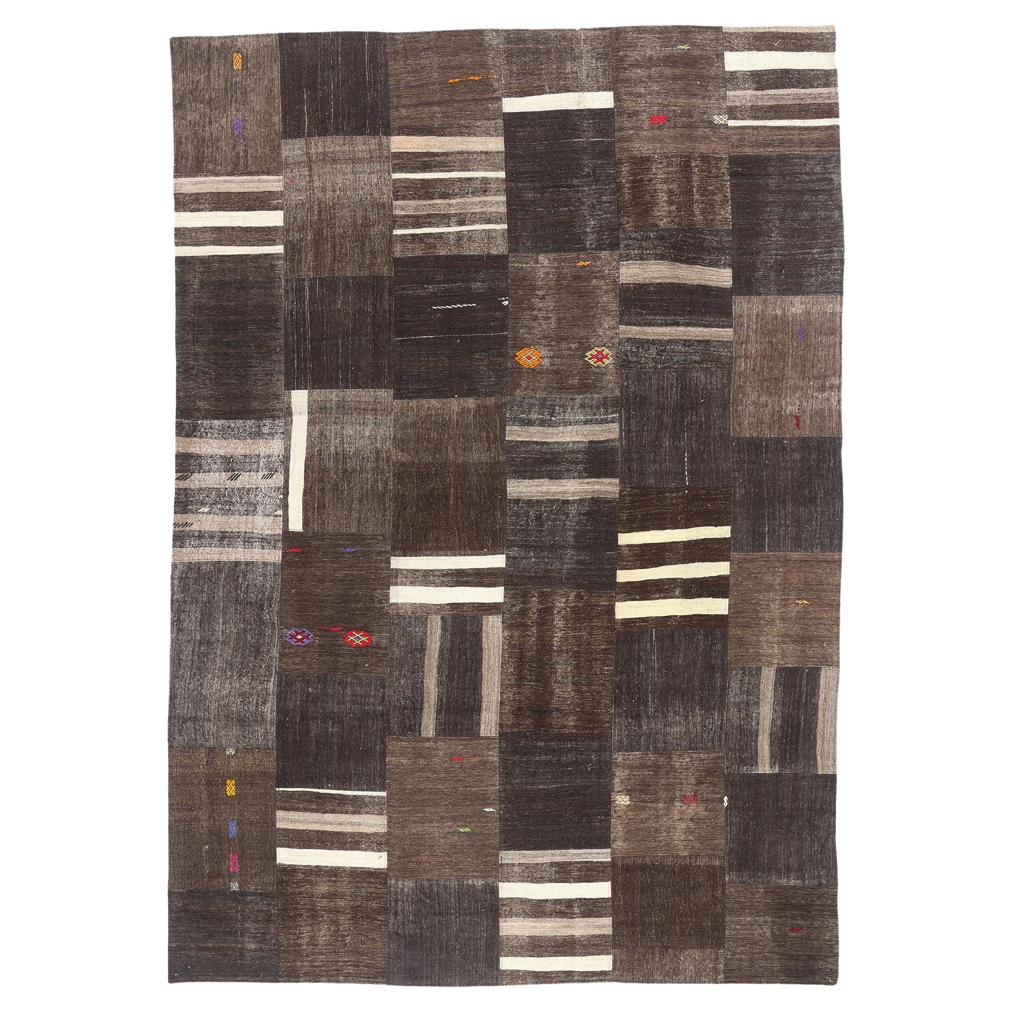 1960's Turkish Patchwork Carpet with Modern Style